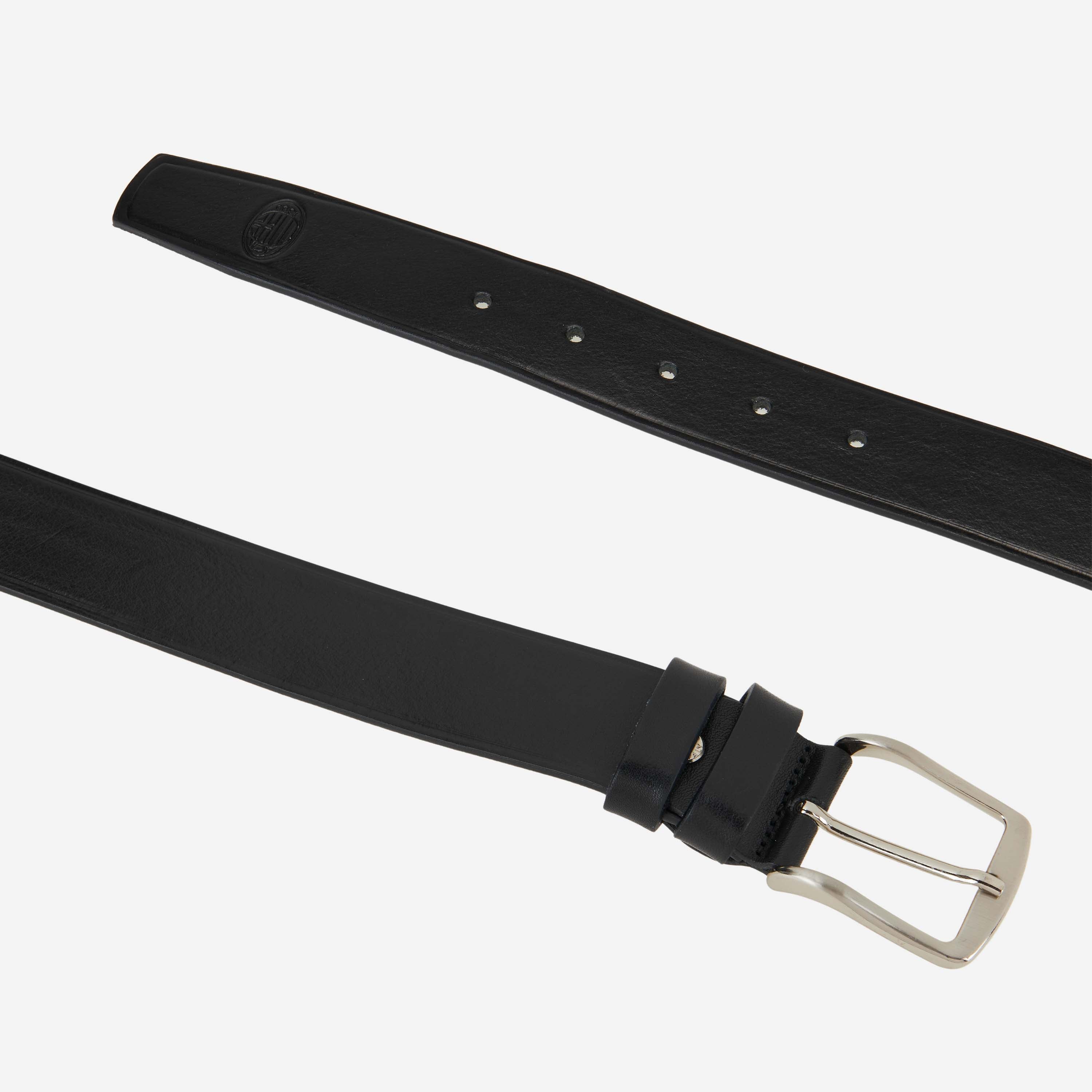 AC Milan Classic cintura pelle uomo nera con logo