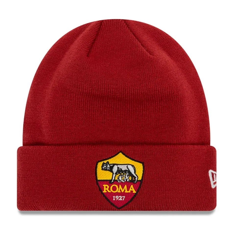 Roma Fanshop Crest Red cuff beanie cappello rosso