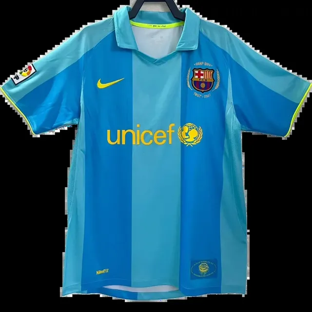 Tifoso Store Barcellona 2007/08 maglia calcio away celeste retro