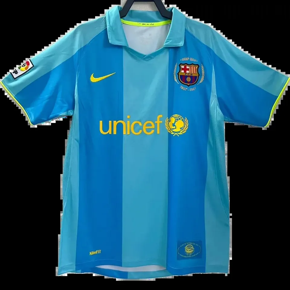 Tifoso Store Barcellona 2007/08 maglia calcio away celeste retro