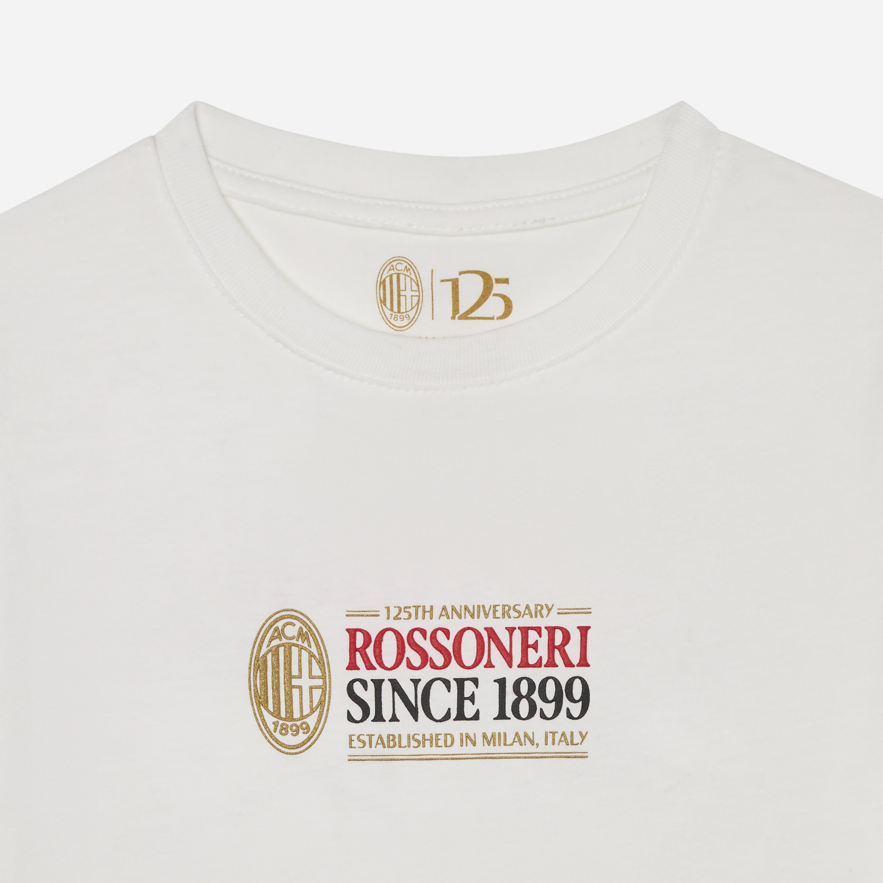AC Milan 1899 T-Shirt Bimbo Bianca Cotone Rossoneri