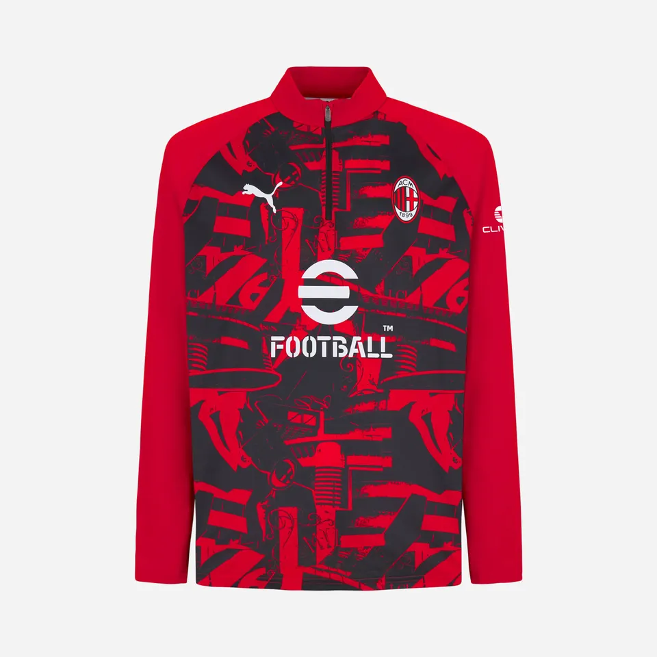 AC Milan Allenamento Milan Prematch 2026/27 top 1/4 zip rosso nero