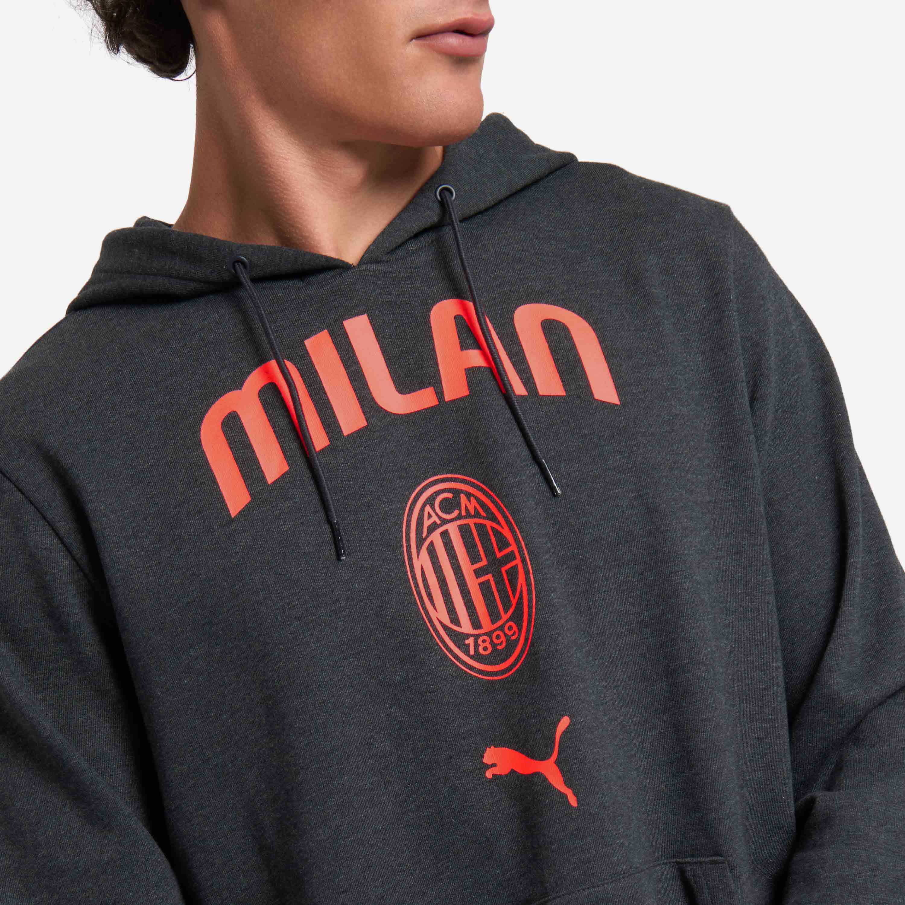 AC Milan Culture felpa cappuccio uomo grigia cotone