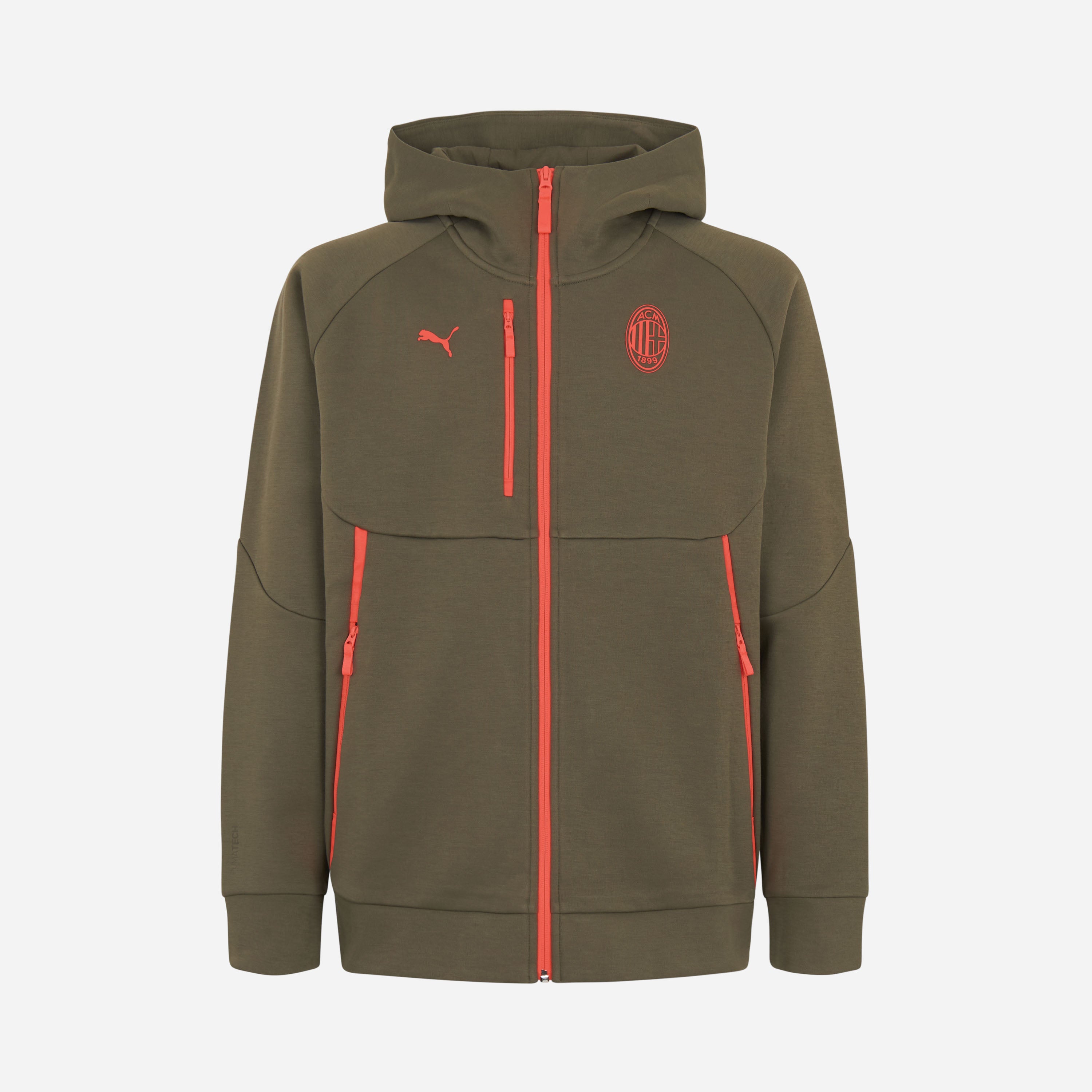 AC Milan Pumatech Giacca Verde Zip Cappuccio Uomo