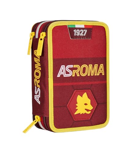 Roma Fanshop AS Roma Astuccio 3 Scomparti rosso giallo scuola