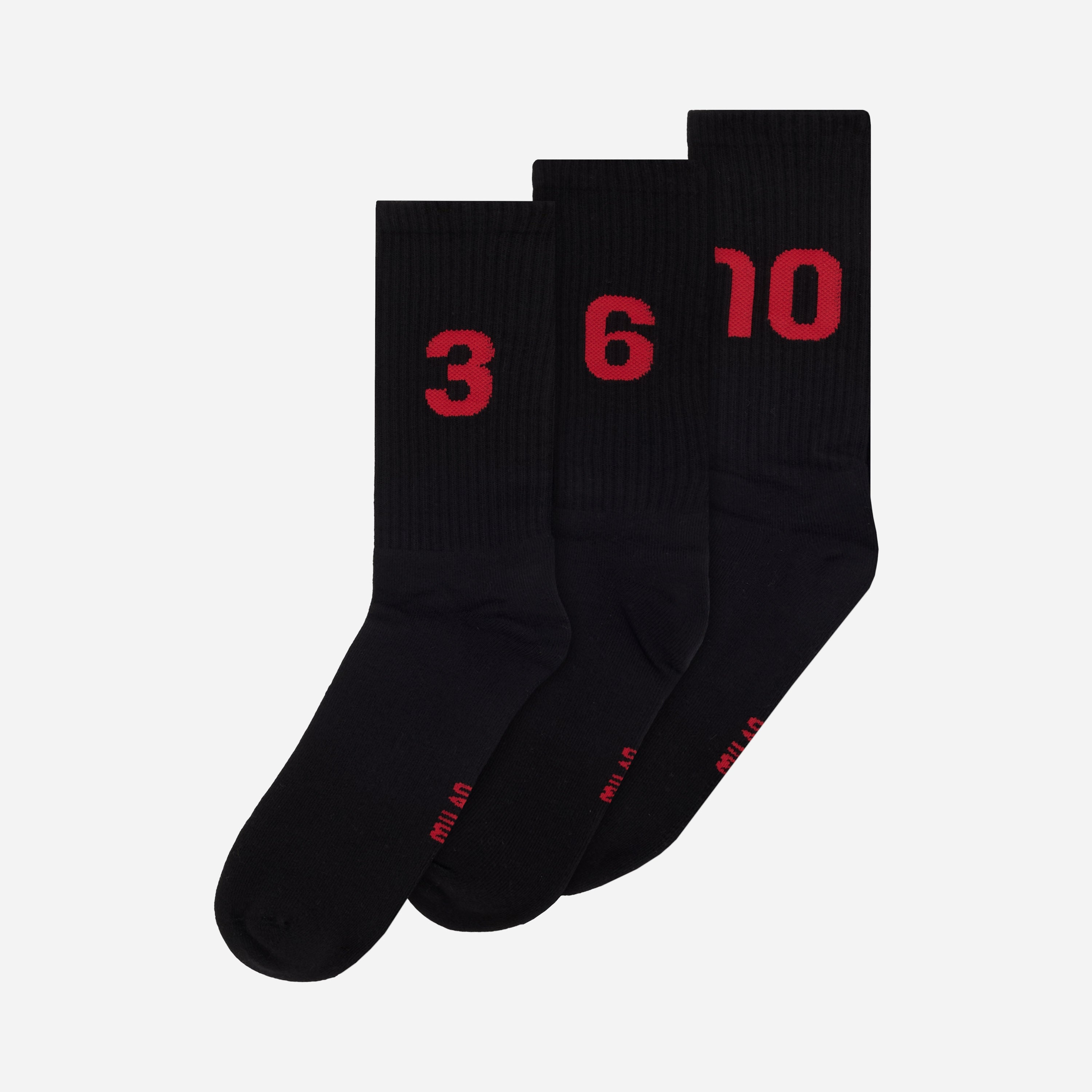 AC Milan set 3 calzini numeri neri cotone 42