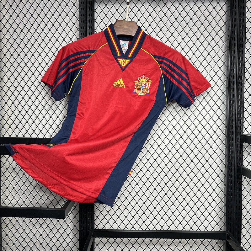 Tifoso Store Spagna 1998 maglia retro rossa maniche blu