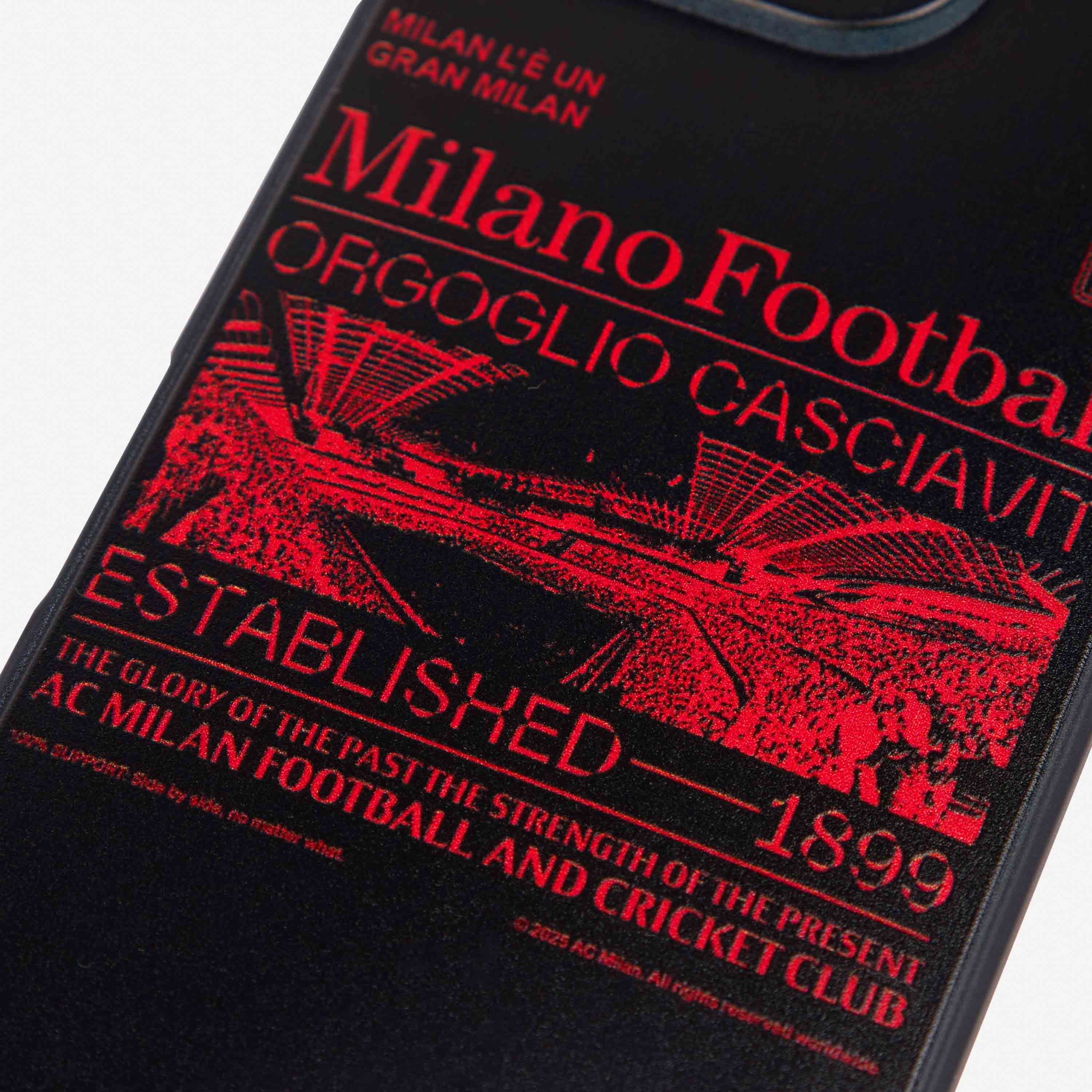 AC Milan Milano Football custodia iPhone 15 nero rossa