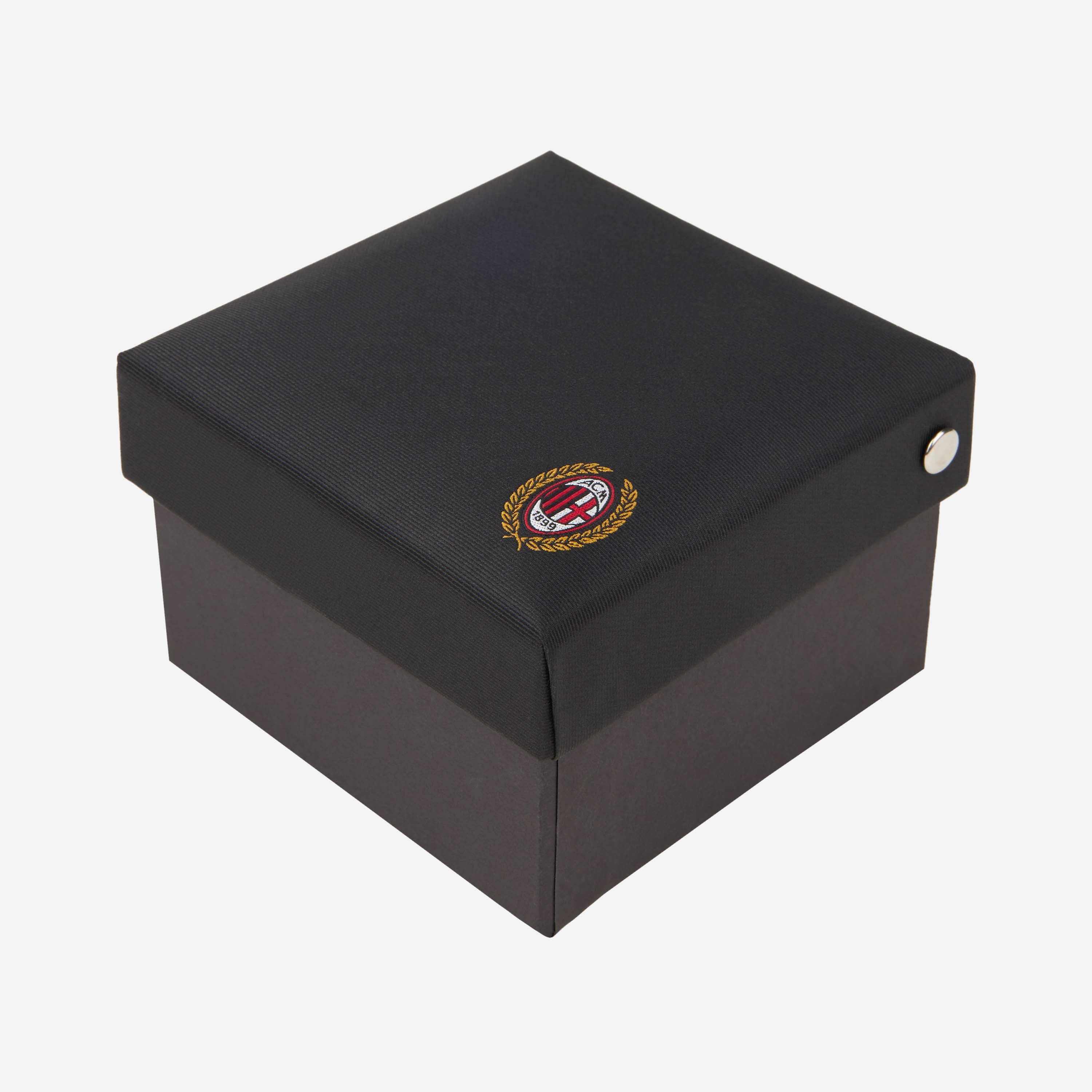AC Milan cravatta nera logo oro cofanetto regalo