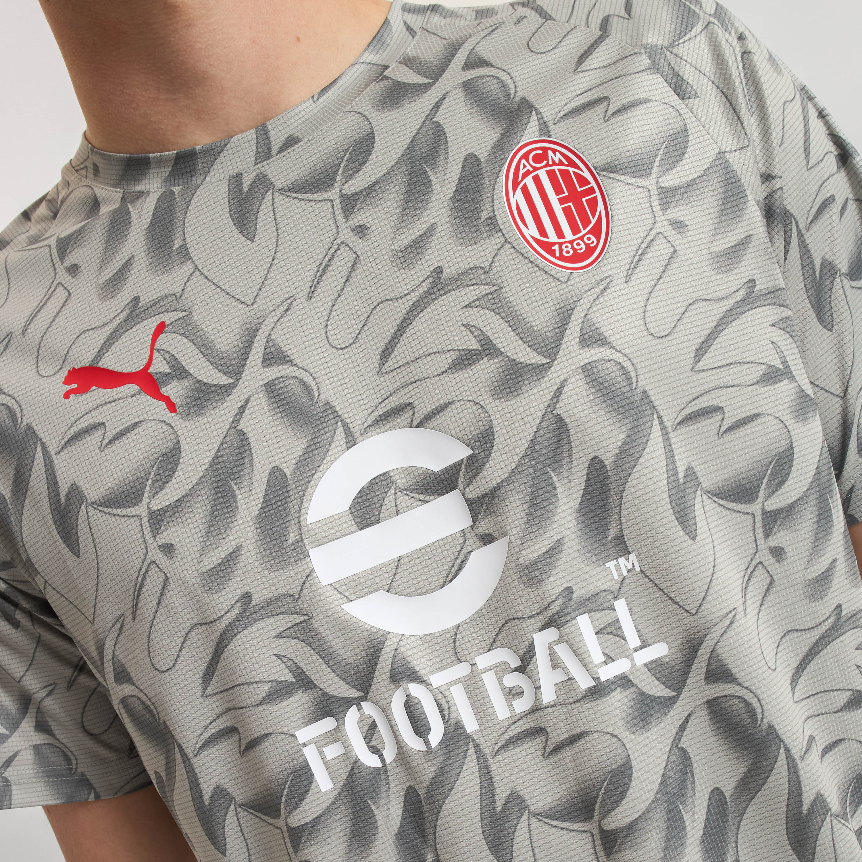 Milan Prematch 2025/26 maglia grigia uomo poliestere riciclato