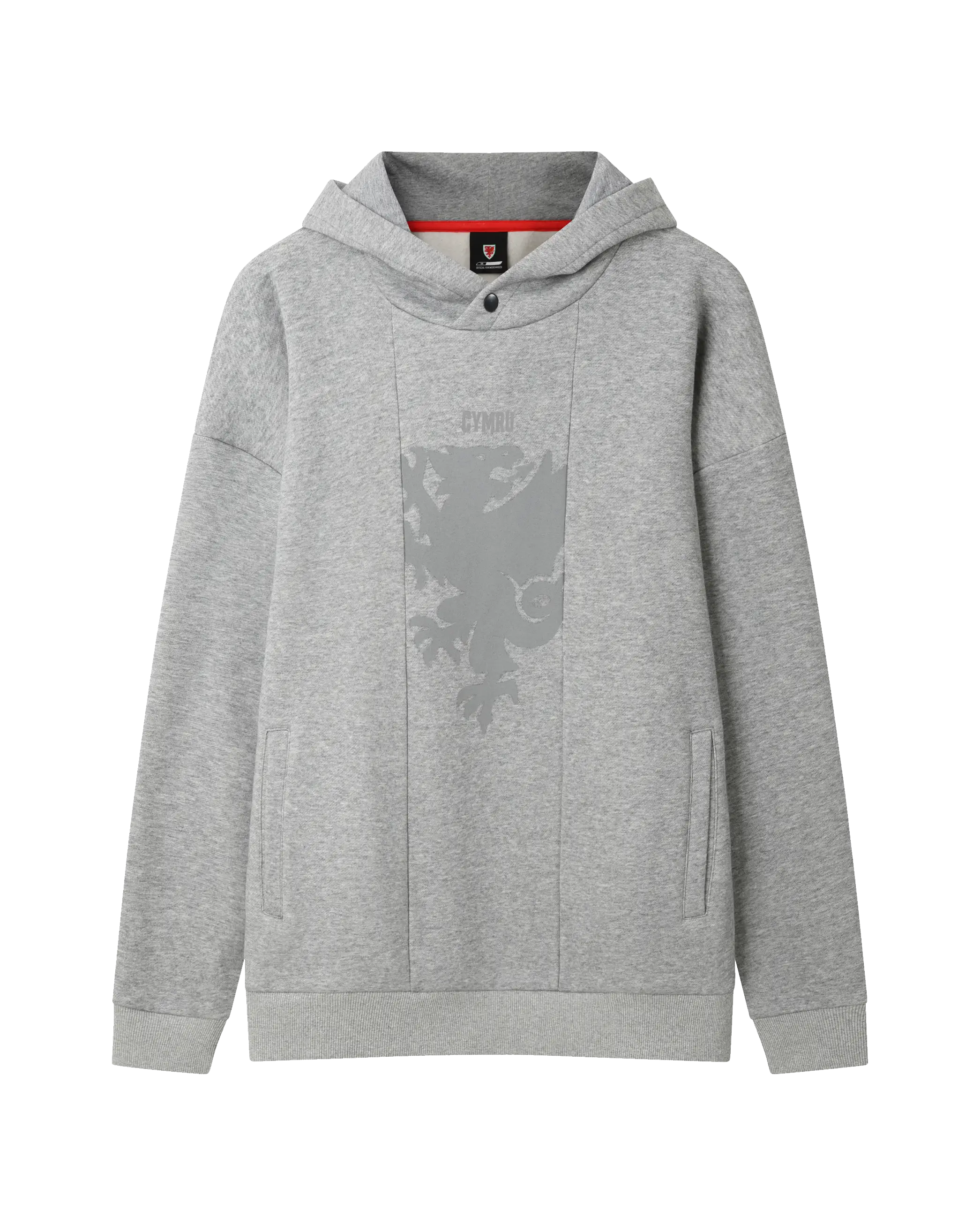Wales Fanwear Draig Crest felpa cappuccio grigia