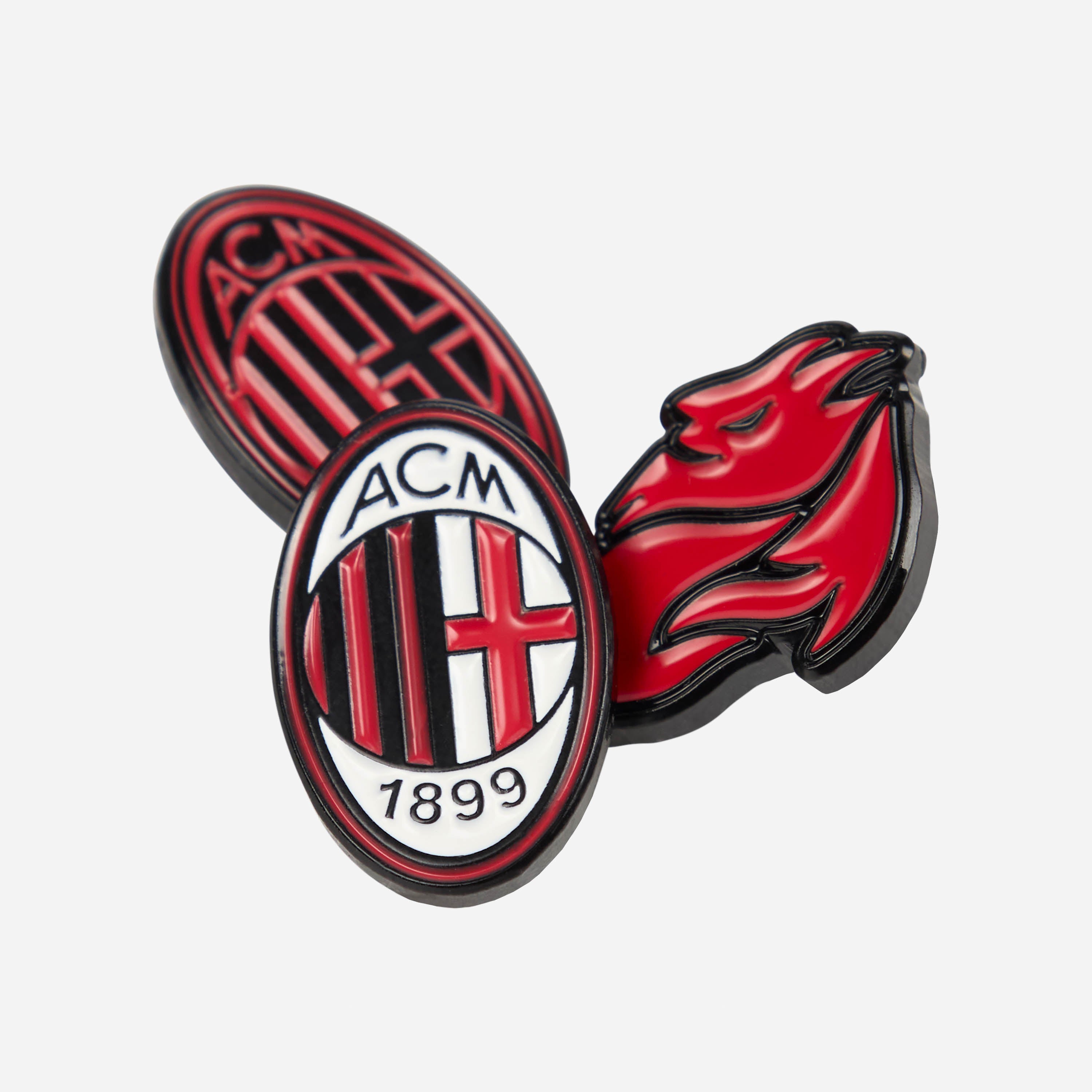AC Milan set 3 spille metallo logo e Diavolo