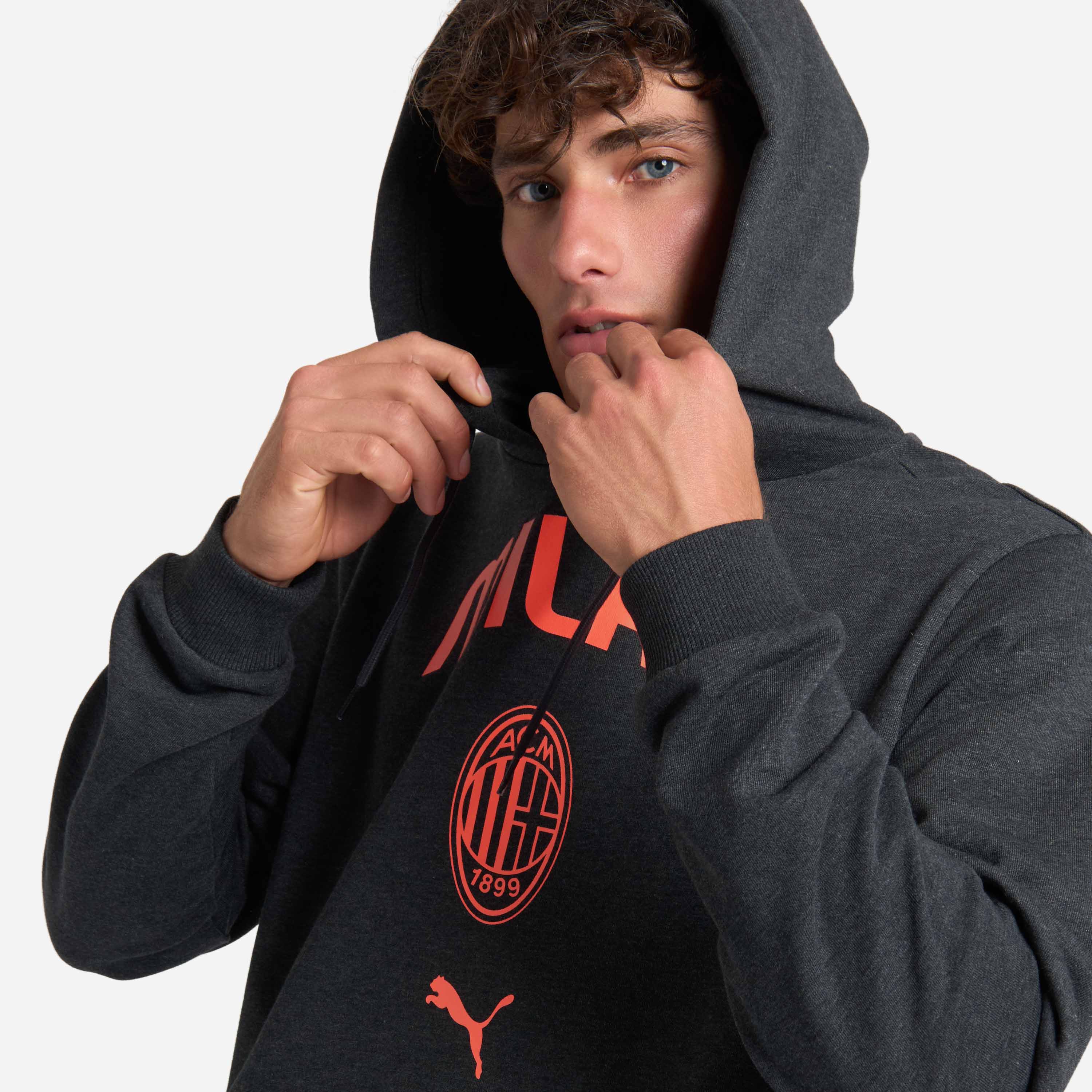 AC Milan Culture felpa cappuccio uomo grigia cotone