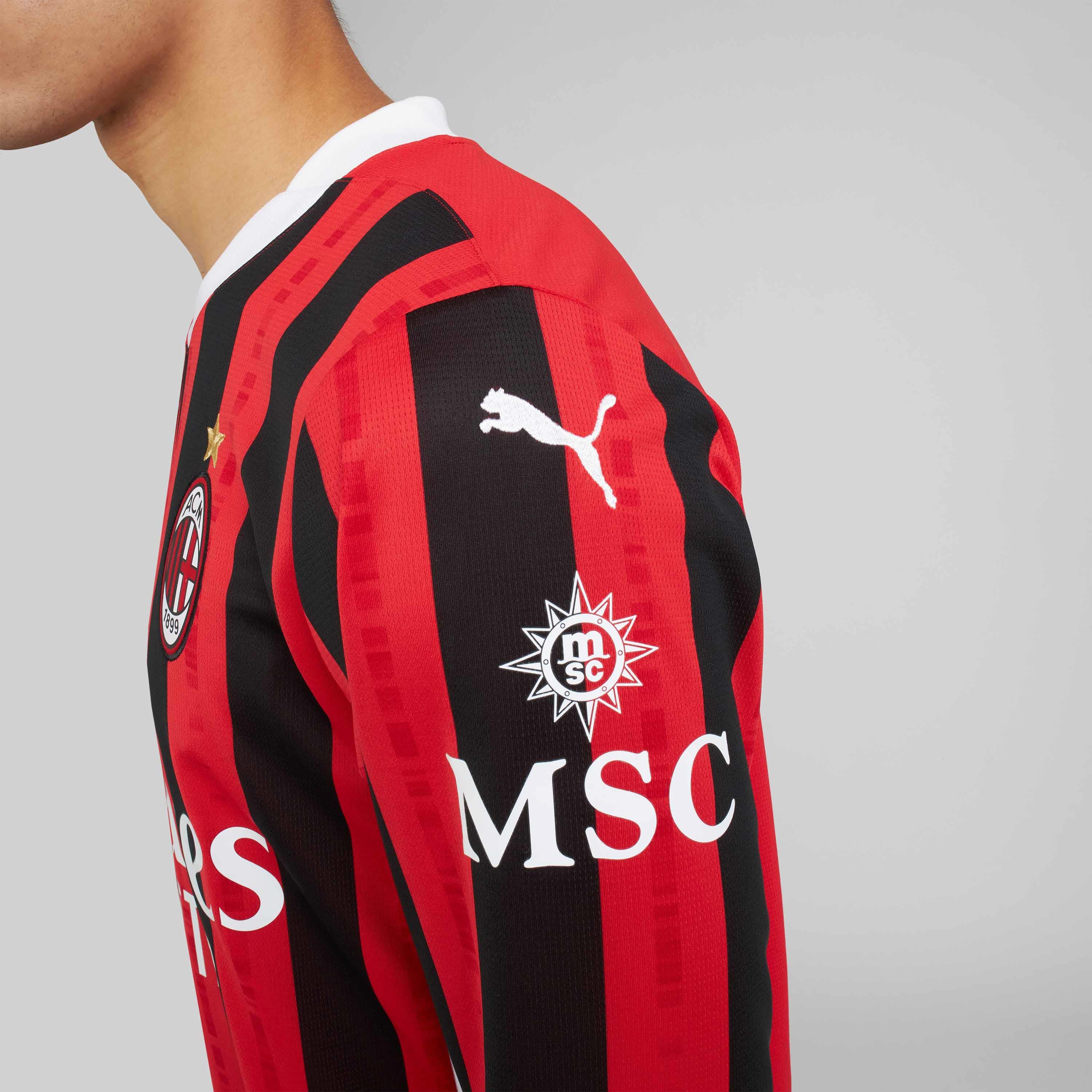 AC Milan Home 2024/25 maglia gara manica lunga strisce