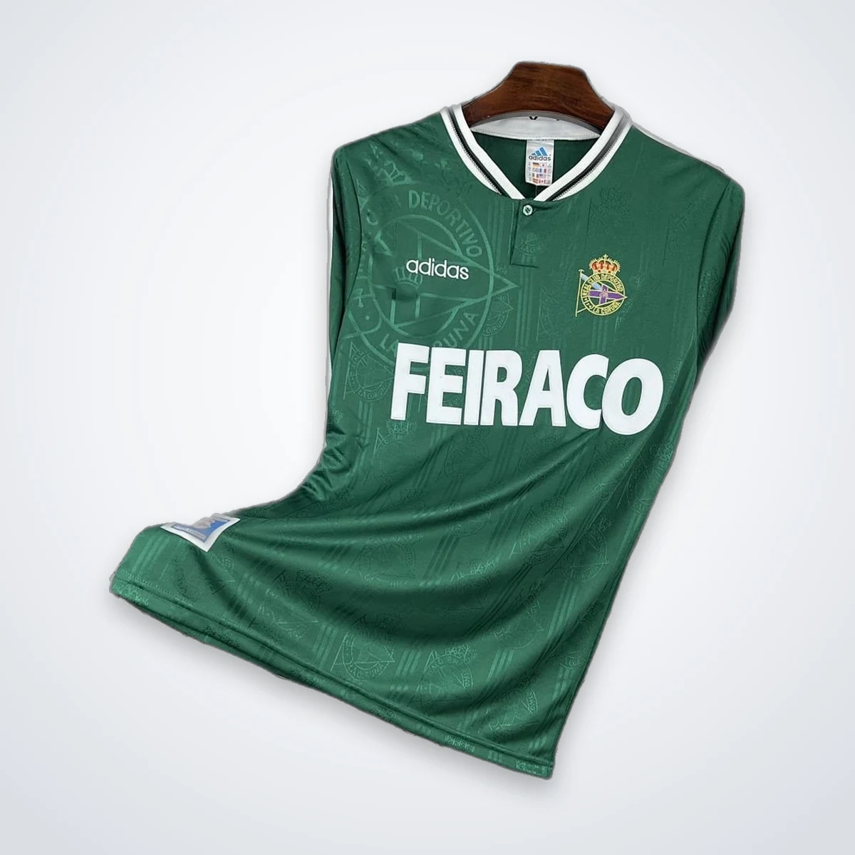 Deportivo La Coruña 1999/00 maglia manica lunga retro blu bianco