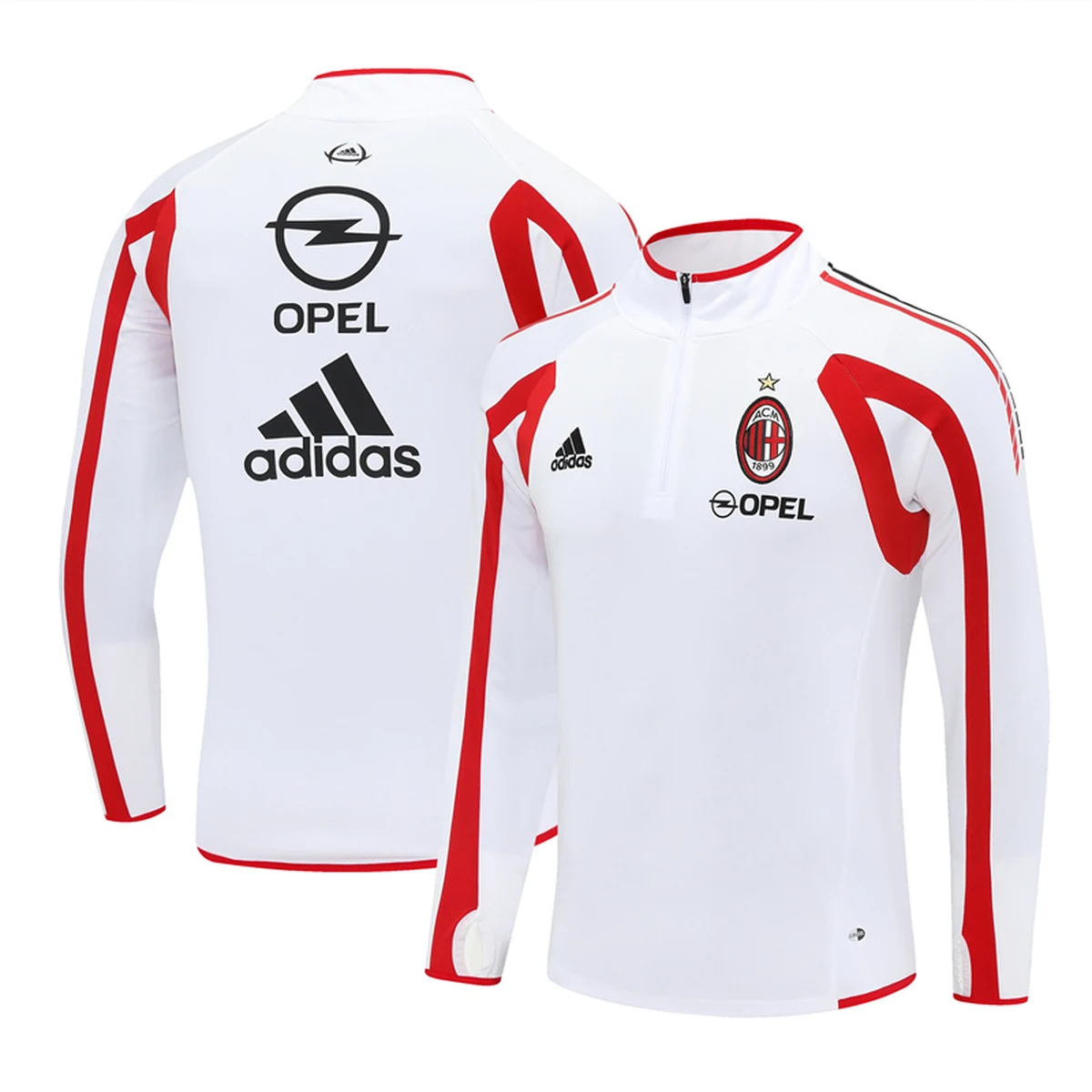 Milan 2005/06 Felpa Mezza Zip Bianca sponsor Opel