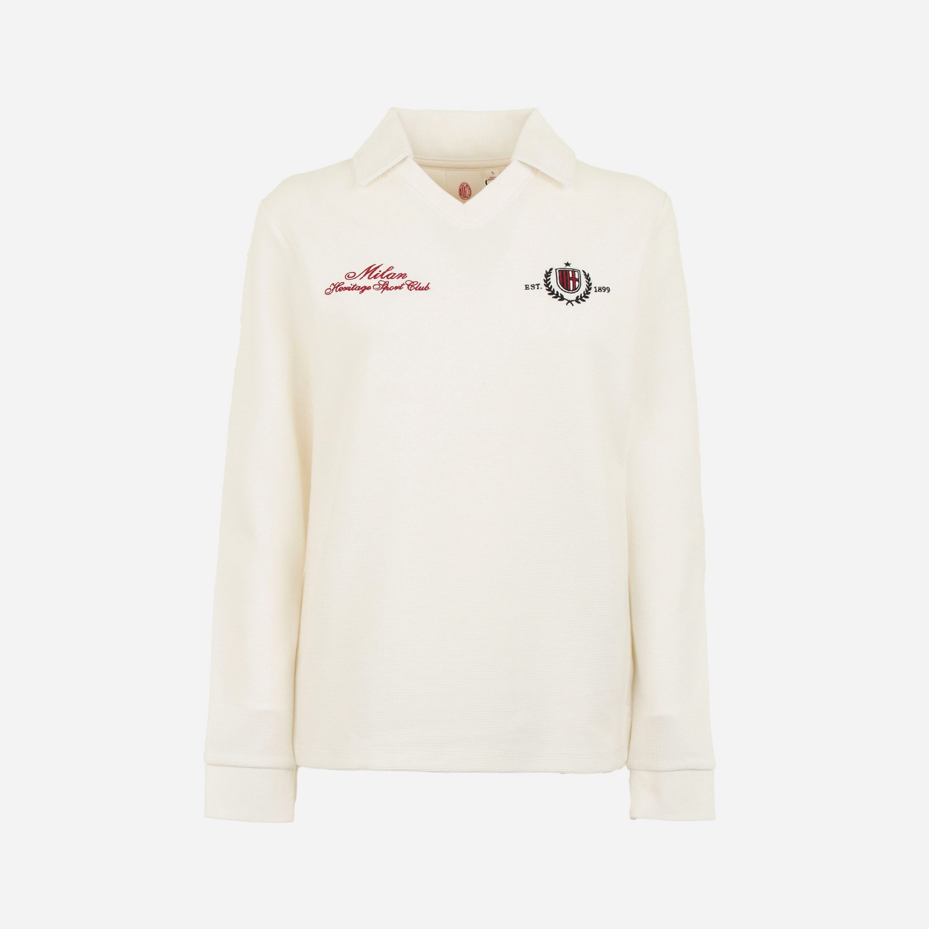 AC Milan Polo Milan Donna Manica Lunga Bianca Ricamo M