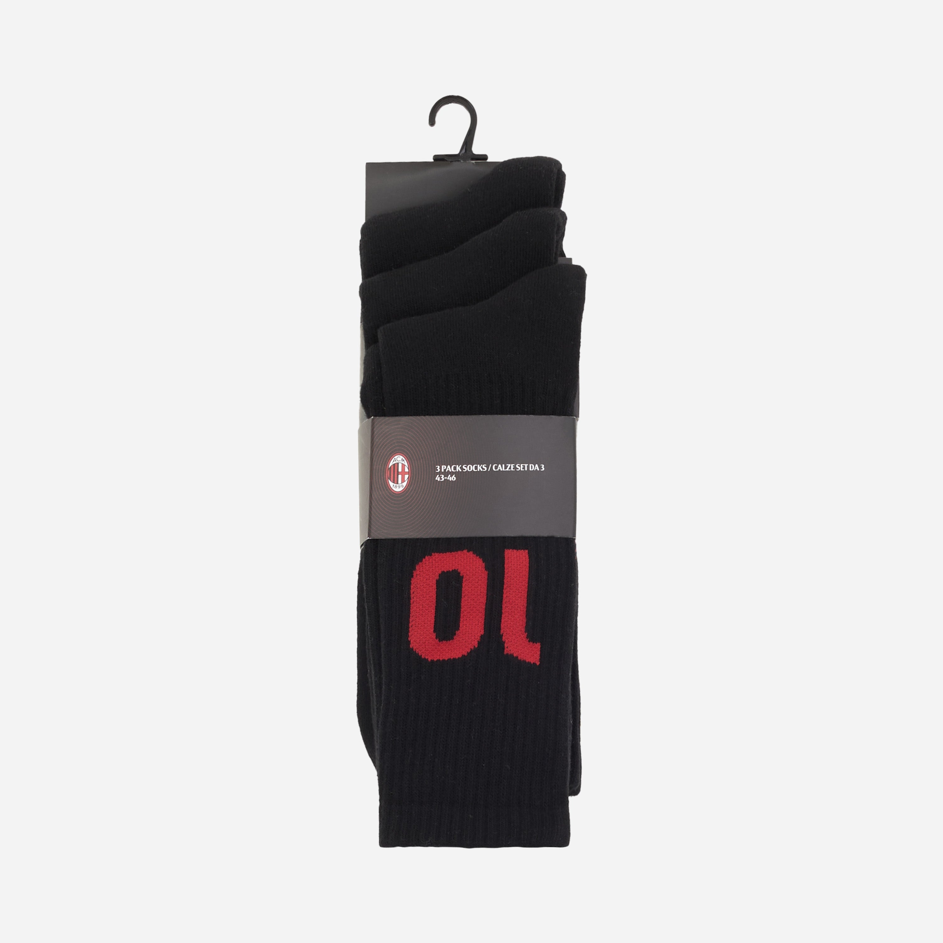 AC Milan set 3 calzini numeri neri cotone 42