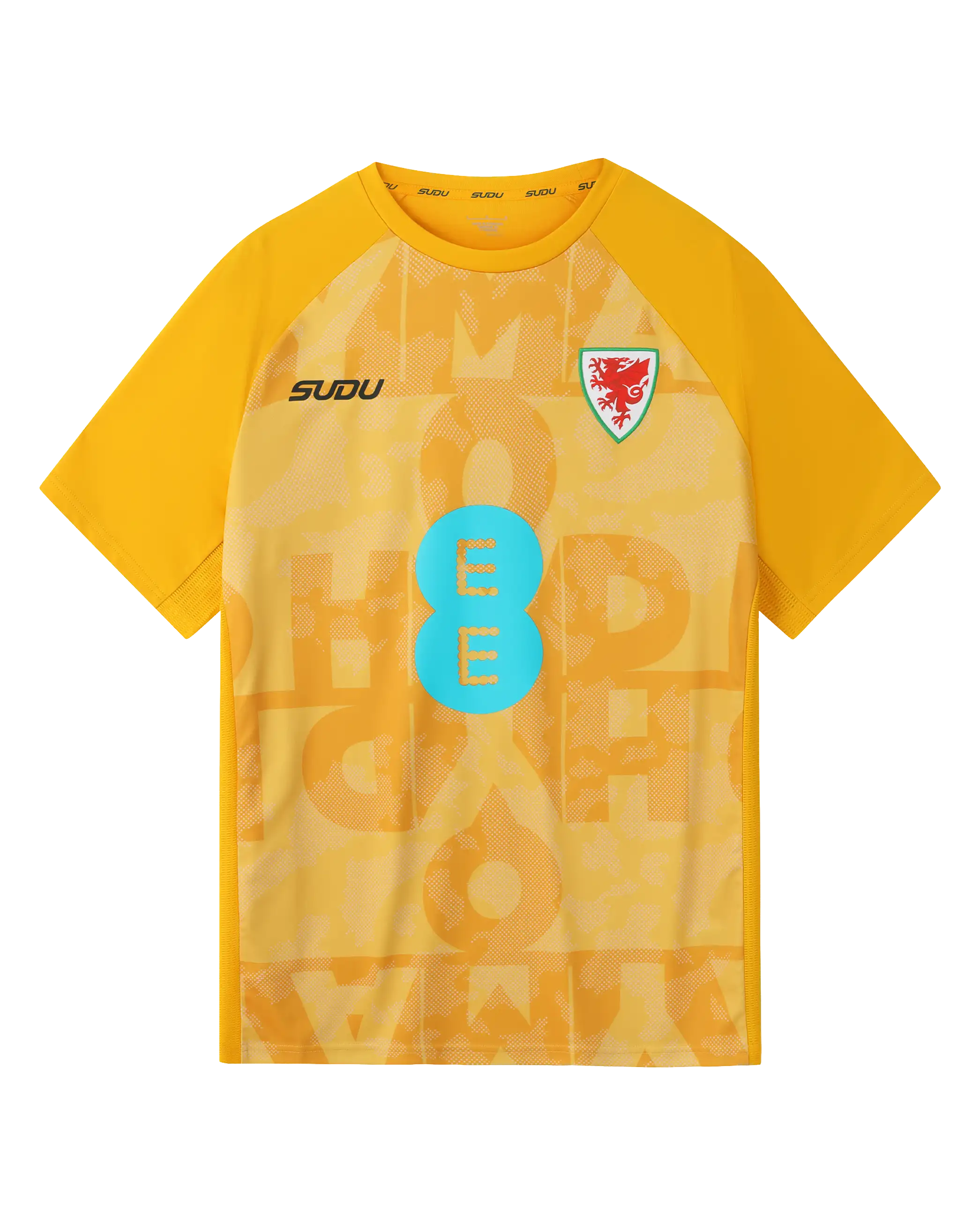 Wales SUDU 2026-27 t-shirt pre match away gialla