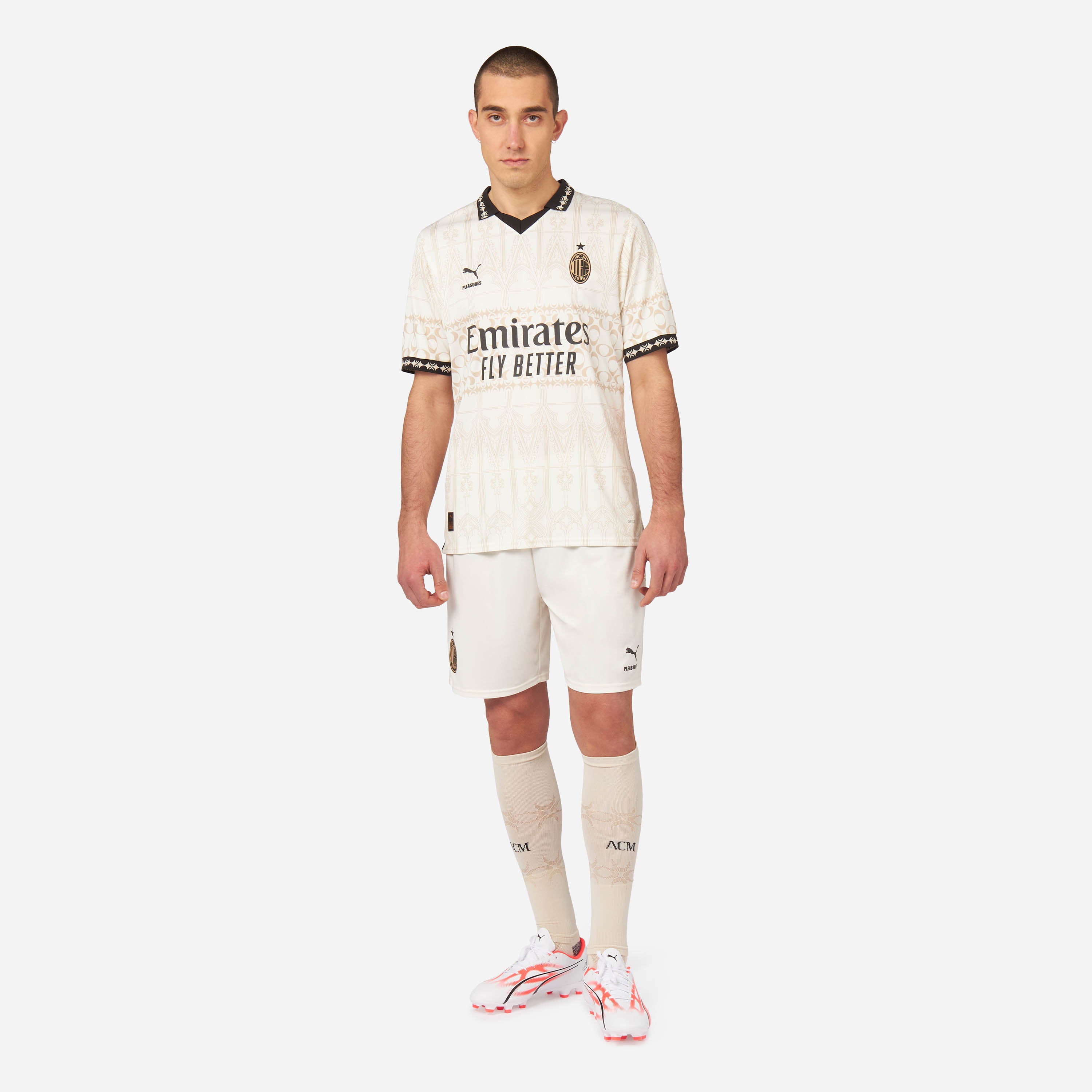 AC Milan Kit Gara Pleasures 2023/24 Pantaloncini Uomo Chiaro
