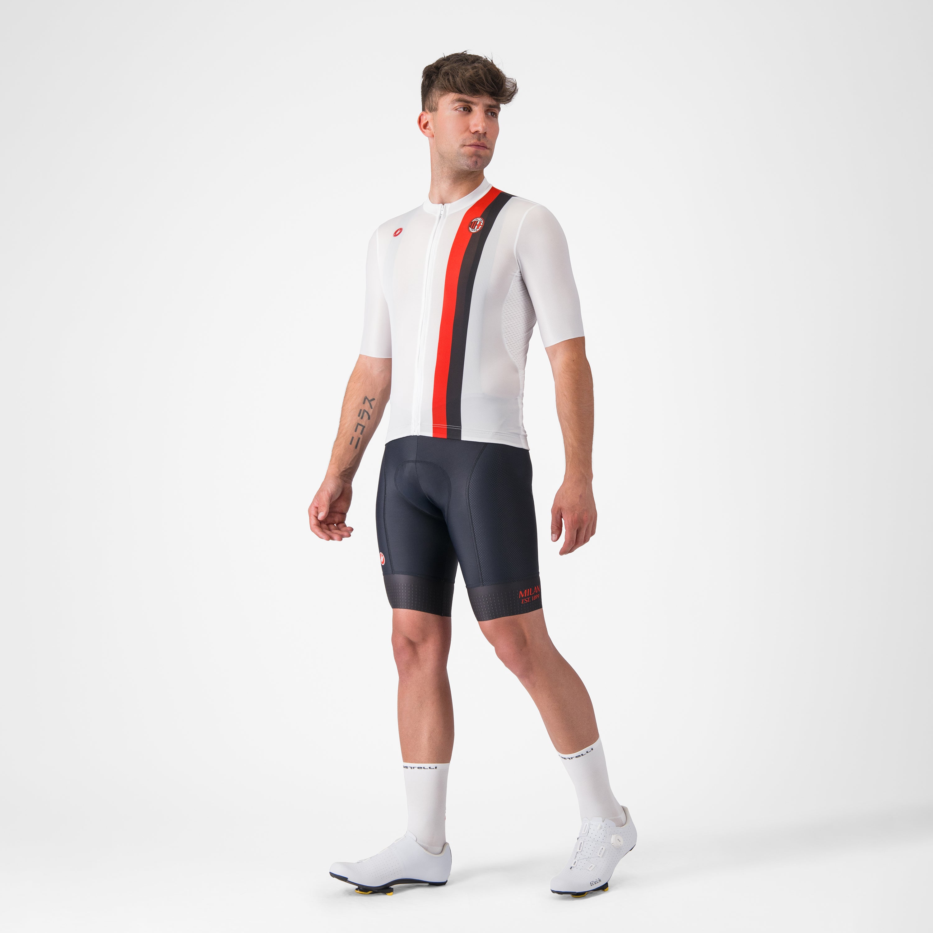 Castelli X AC Milan maglia ciclismo bianca zip YKK uomo