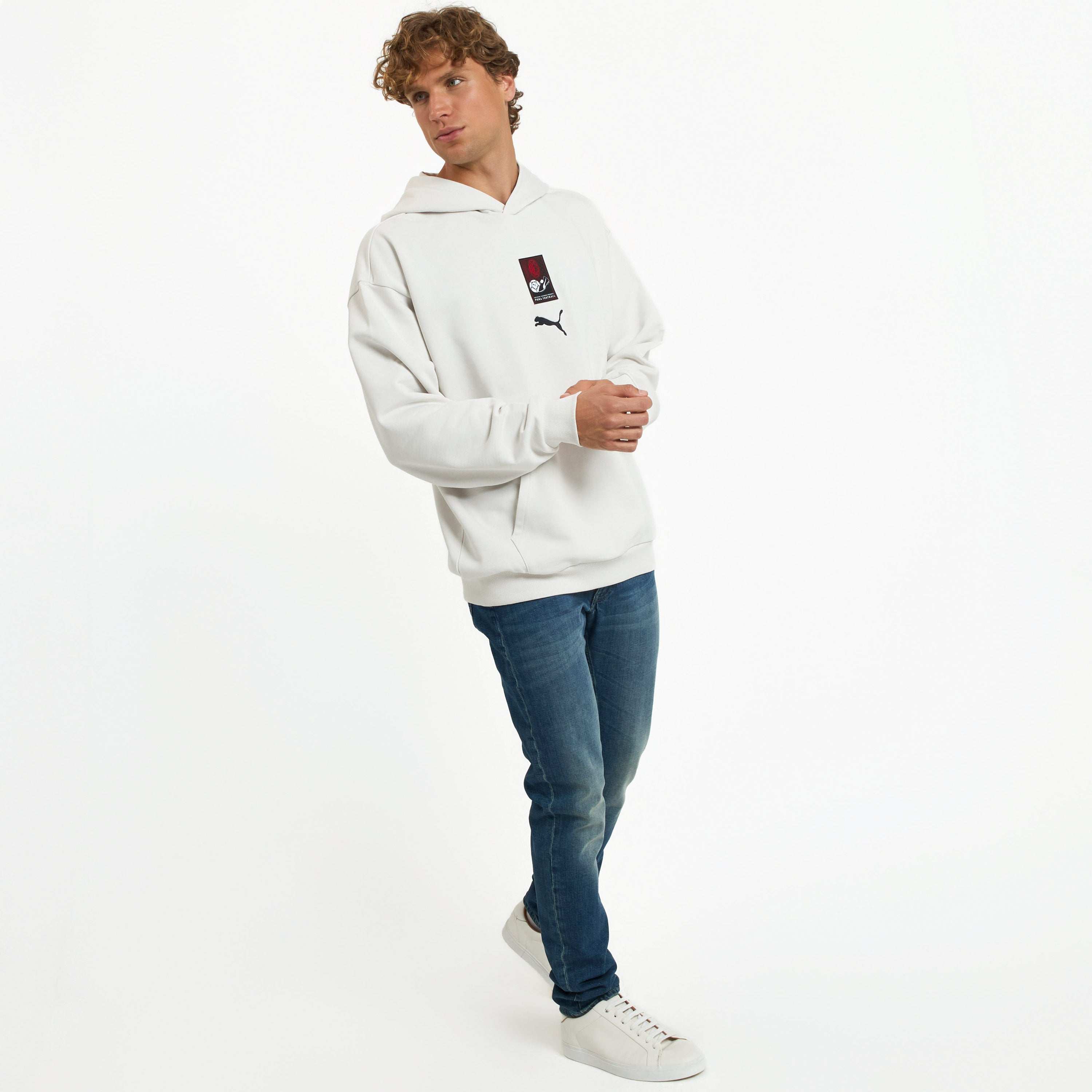 AC Milan Culture felpa cappuccio bianca cotone relaxed
