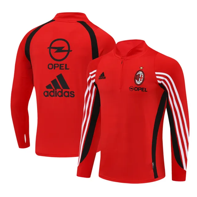 Tifoso Store Milan 2003/04 Felpa Rossa Mezza Zip Retro