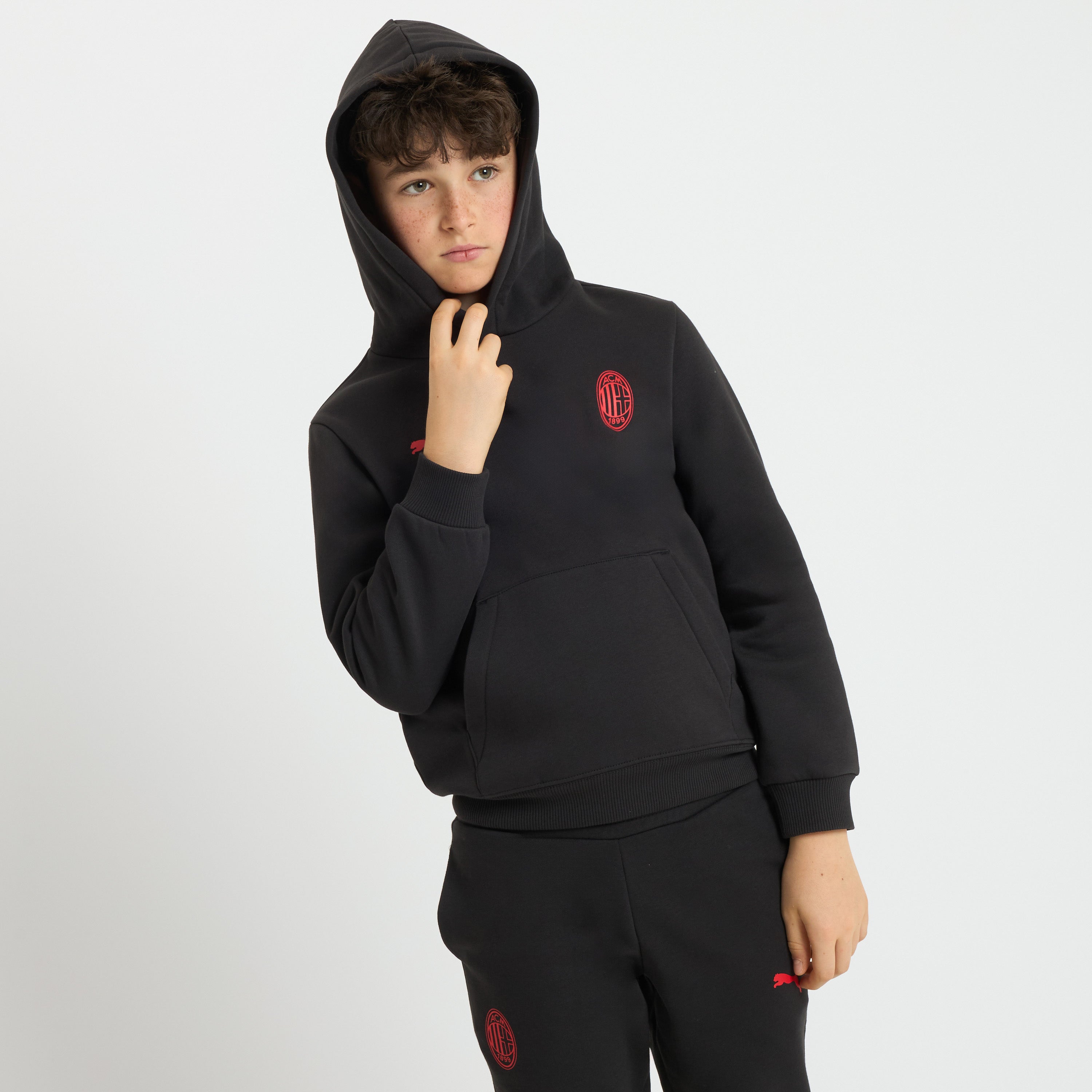 AC Milan Essential Felpa Cappuccio Bambino Nera Cotone