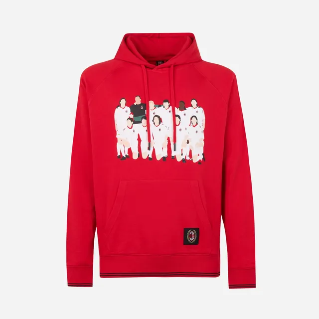 AC Milan Retro 2003 felpa cappuccio rossa cotone