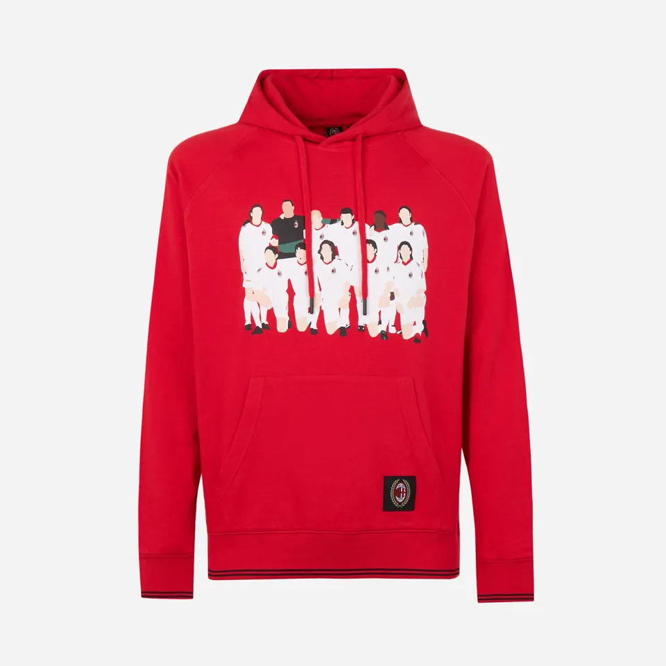 AC Milan Retro 2003 felpa cappuccio rossa cotone