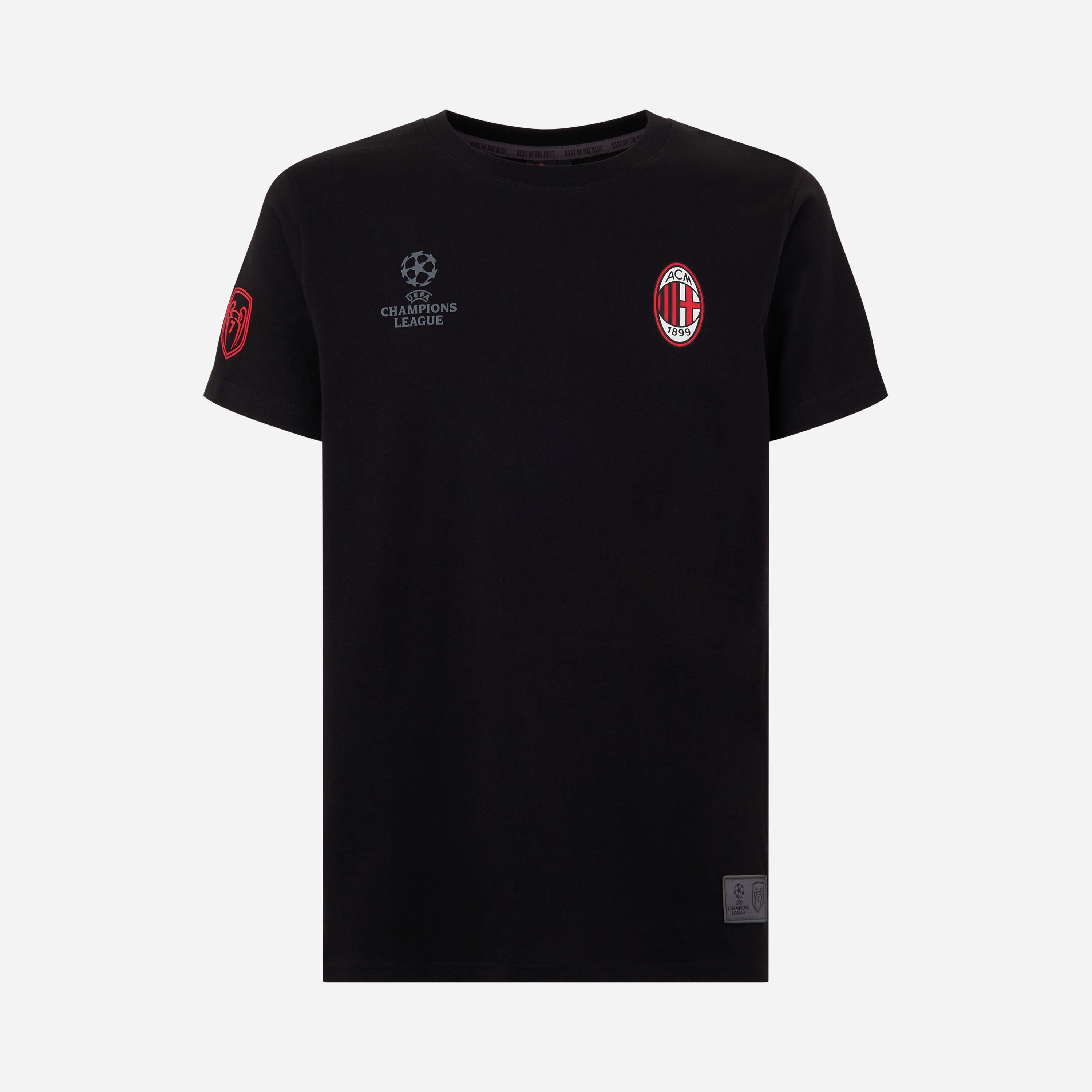 AC Milan Champions League T-Shirt Nera Logo Uomo Cotone
