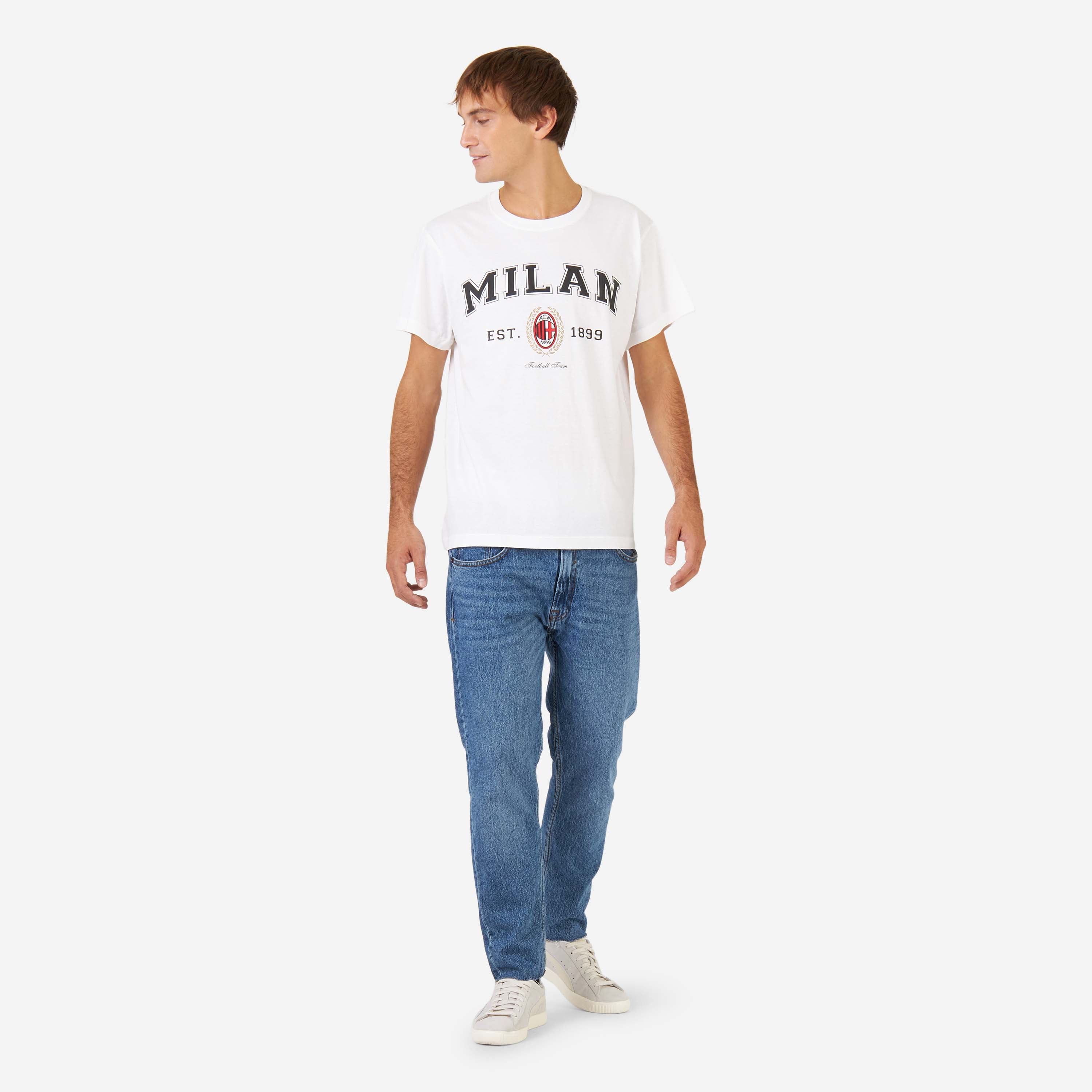 AC Milan College T-Shirt Bianca M Cotone Manica Corta
