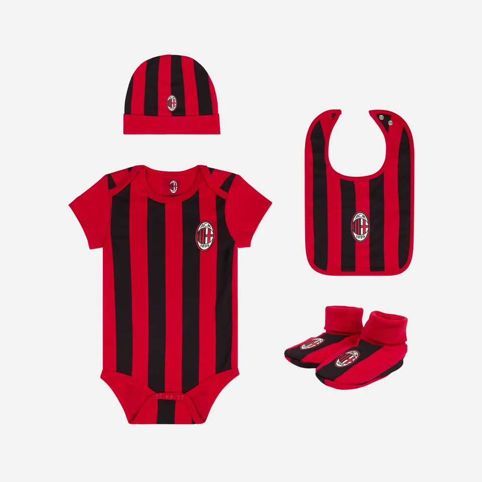 AC Milan Souvenir box regalo neonato rosso nero 4 pezzi