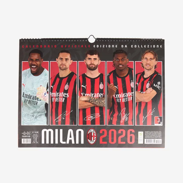 AC Milan Souvenir calendario 2026 parete orizzontale