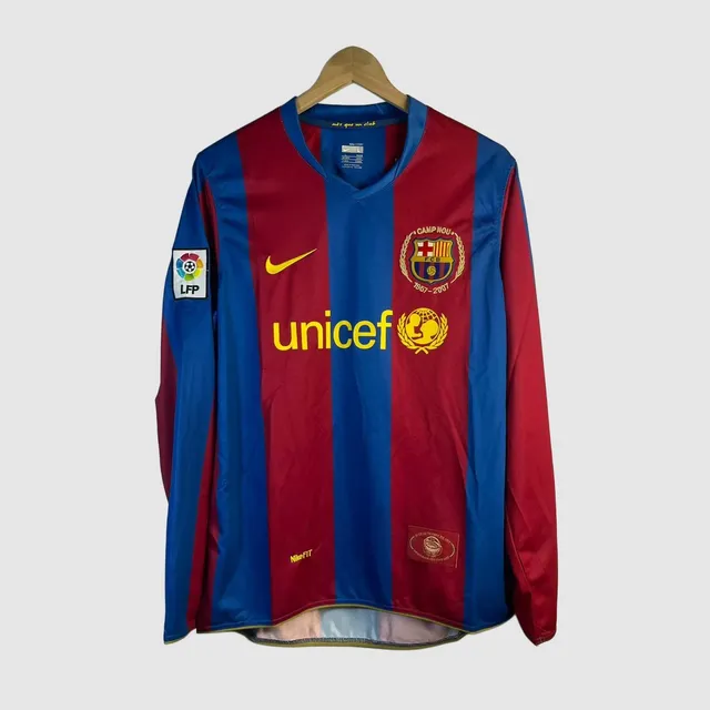 Barcellona 2007/08 maglia calcio manica lunga blaugrana