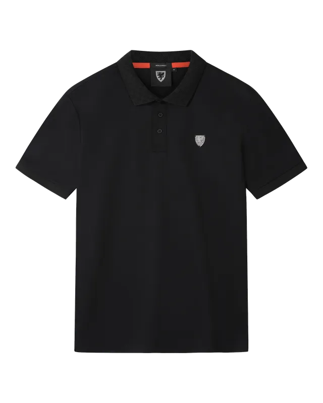 Wales 1876 polo cotone nero uomo donna taglia regolare