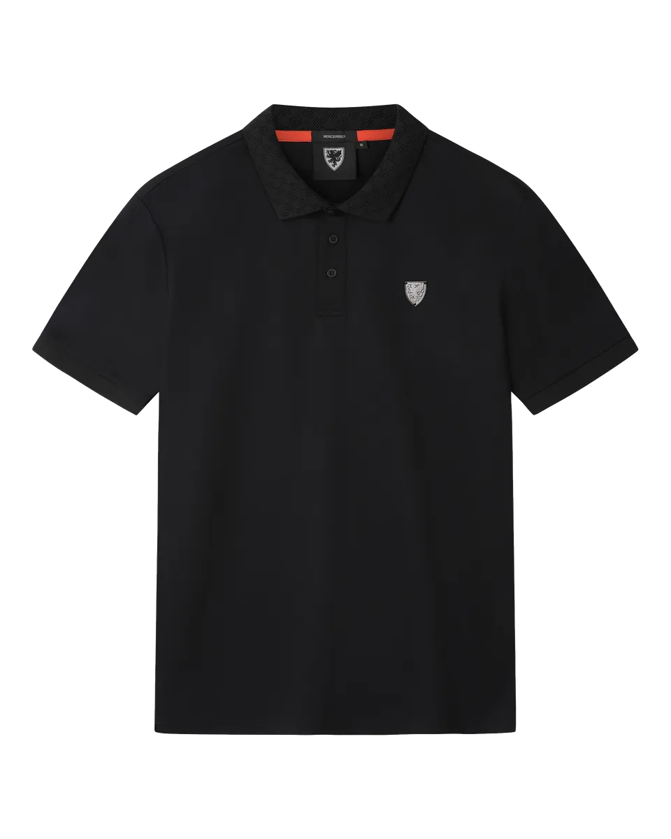 Wales 1876 polo cotone nero uomo donna taglia regolare