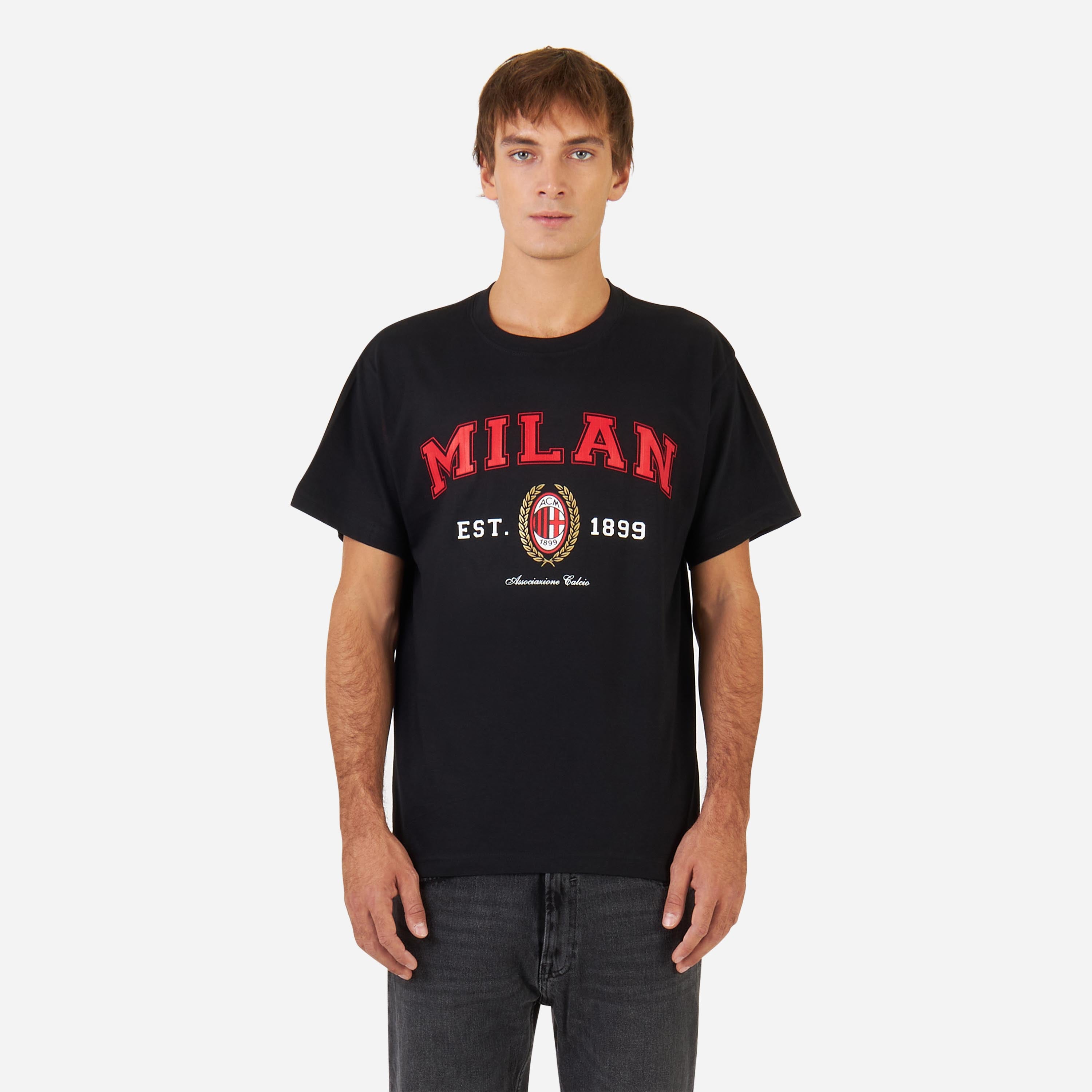 AC Milan College maglietta uomo nera cotone taglia L