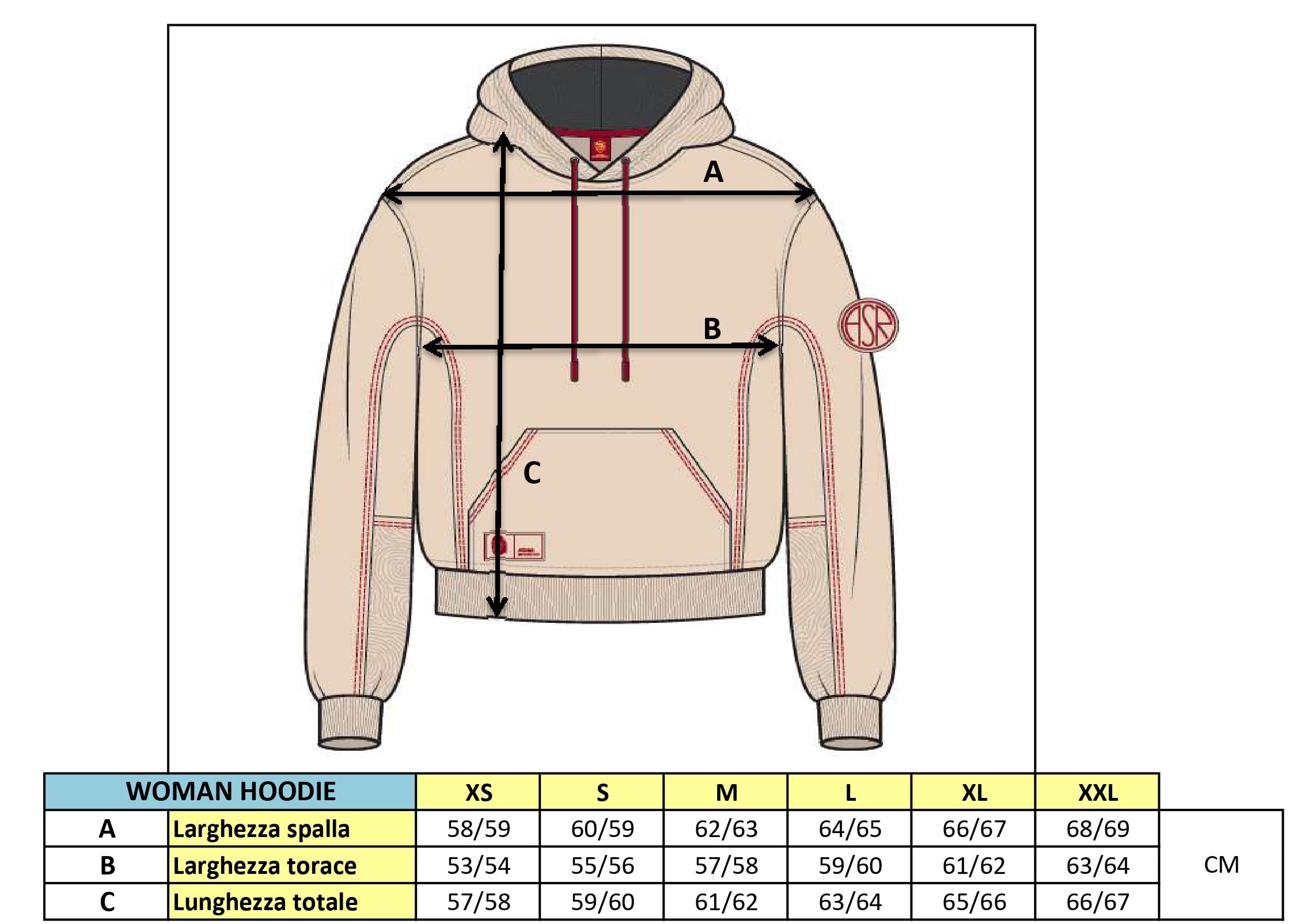 AS Roma Imprinting Hoodie White felpa crema M Corto