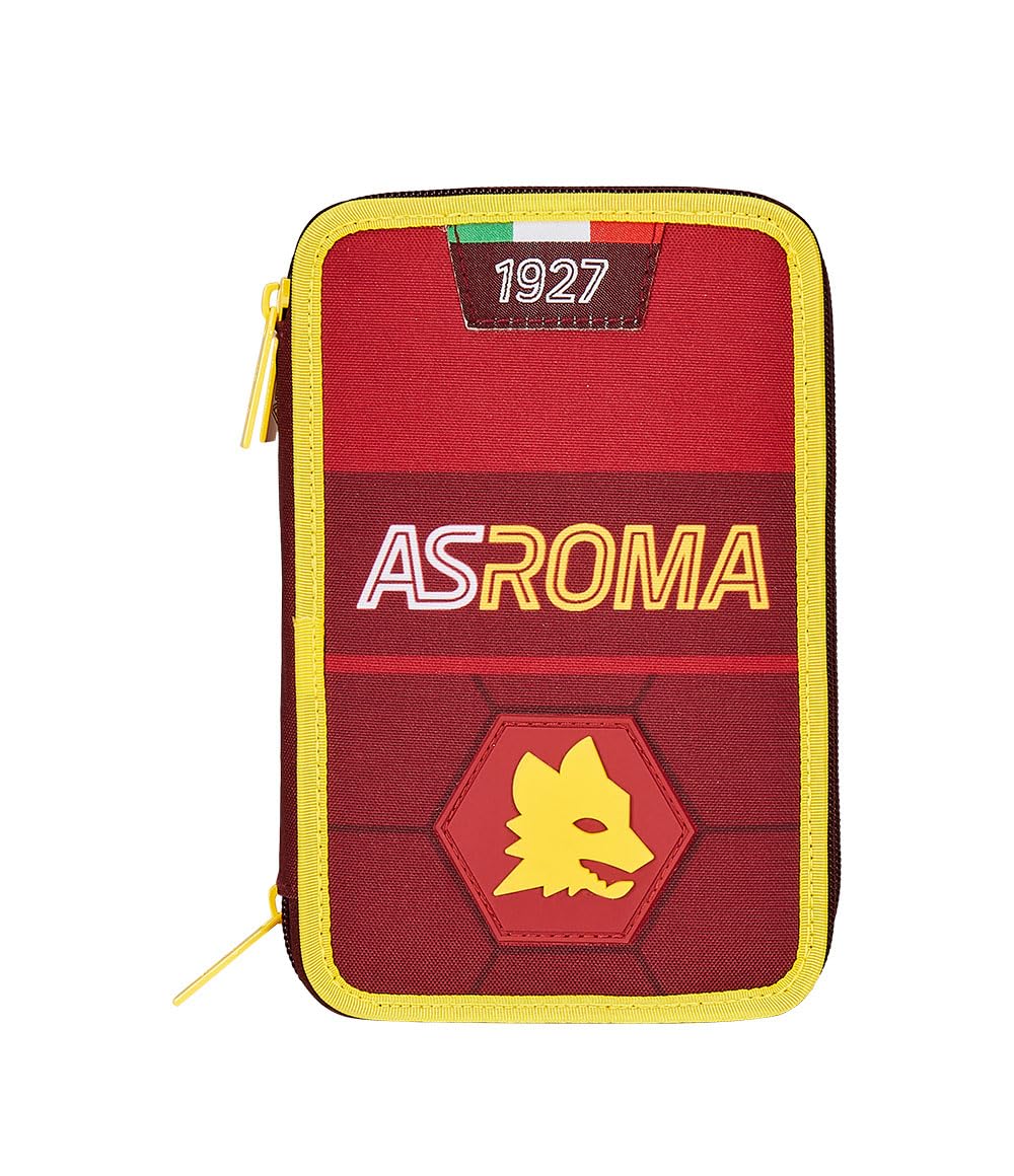 Roma Fanshop AS Roma Astuccio 3 Scomparti rosso giallo scuola