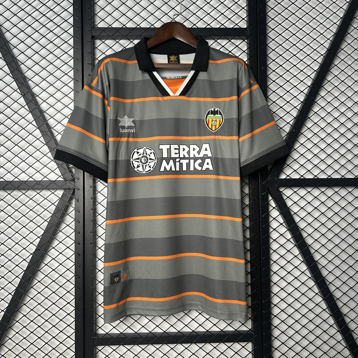 Valencia Terza 1999/00 maglia calcio retro a righe grigie