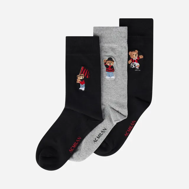 AC Milan Teddy calzini box 3 paia unisex cotone neri