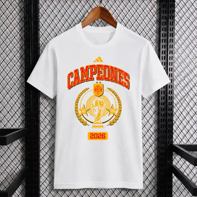Tifoso Store Spagna Campioni 2026 t-shirt bianca S-XXL