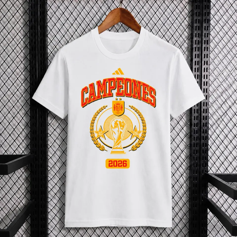 Tifoso Store Spagna Campioni 2026 t-shirt bianca S-XXL