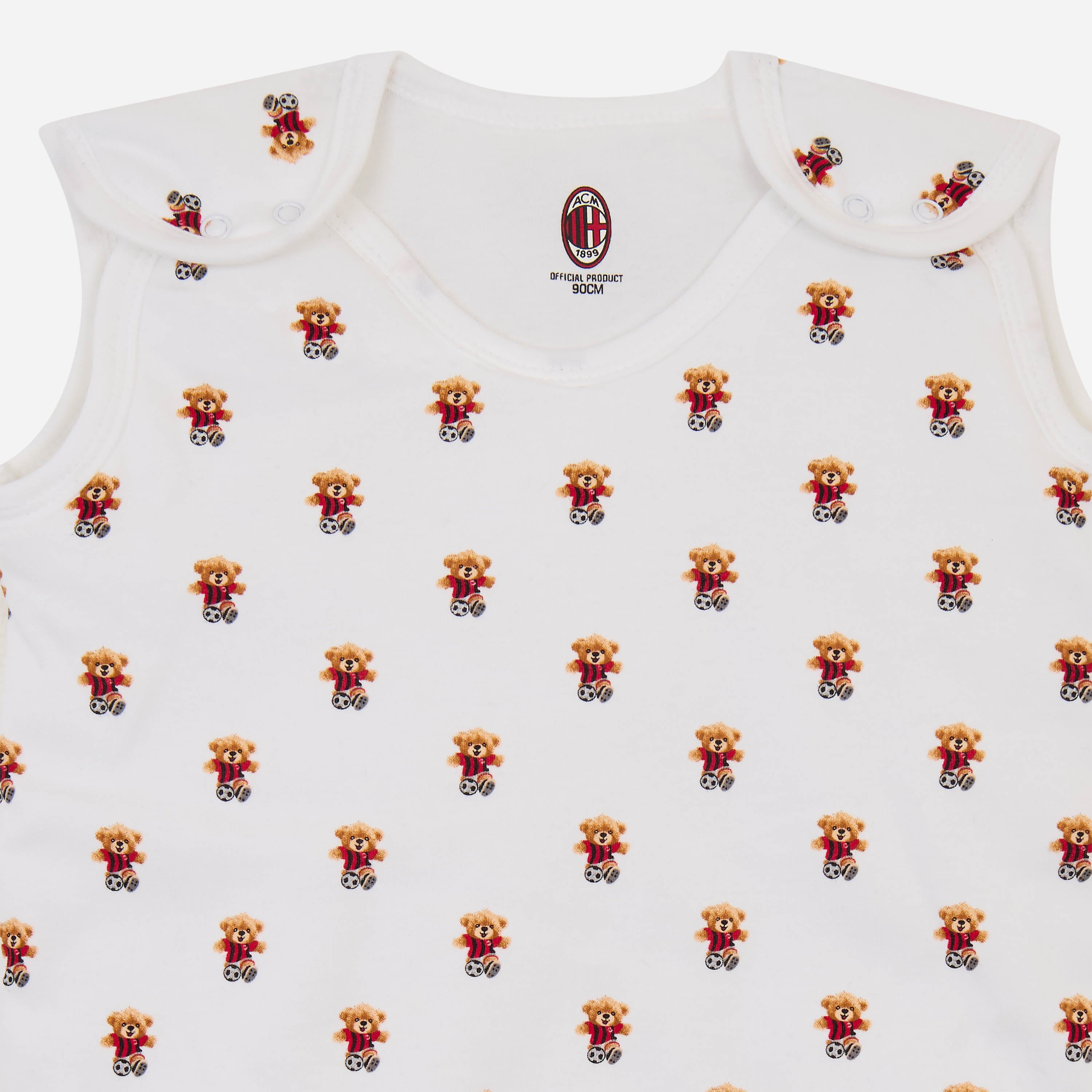 AC Milan sacco nanna neonato bianco 90 cm cotone orsacchiotti