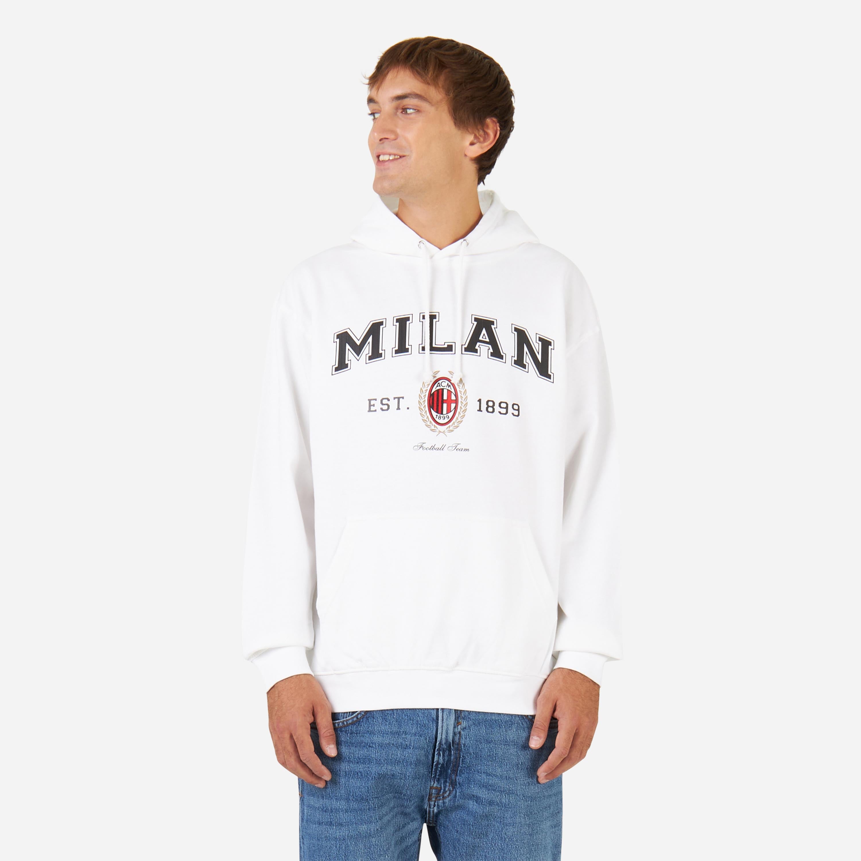 AC Milan College Collection felpa cappuccio uomo cotone