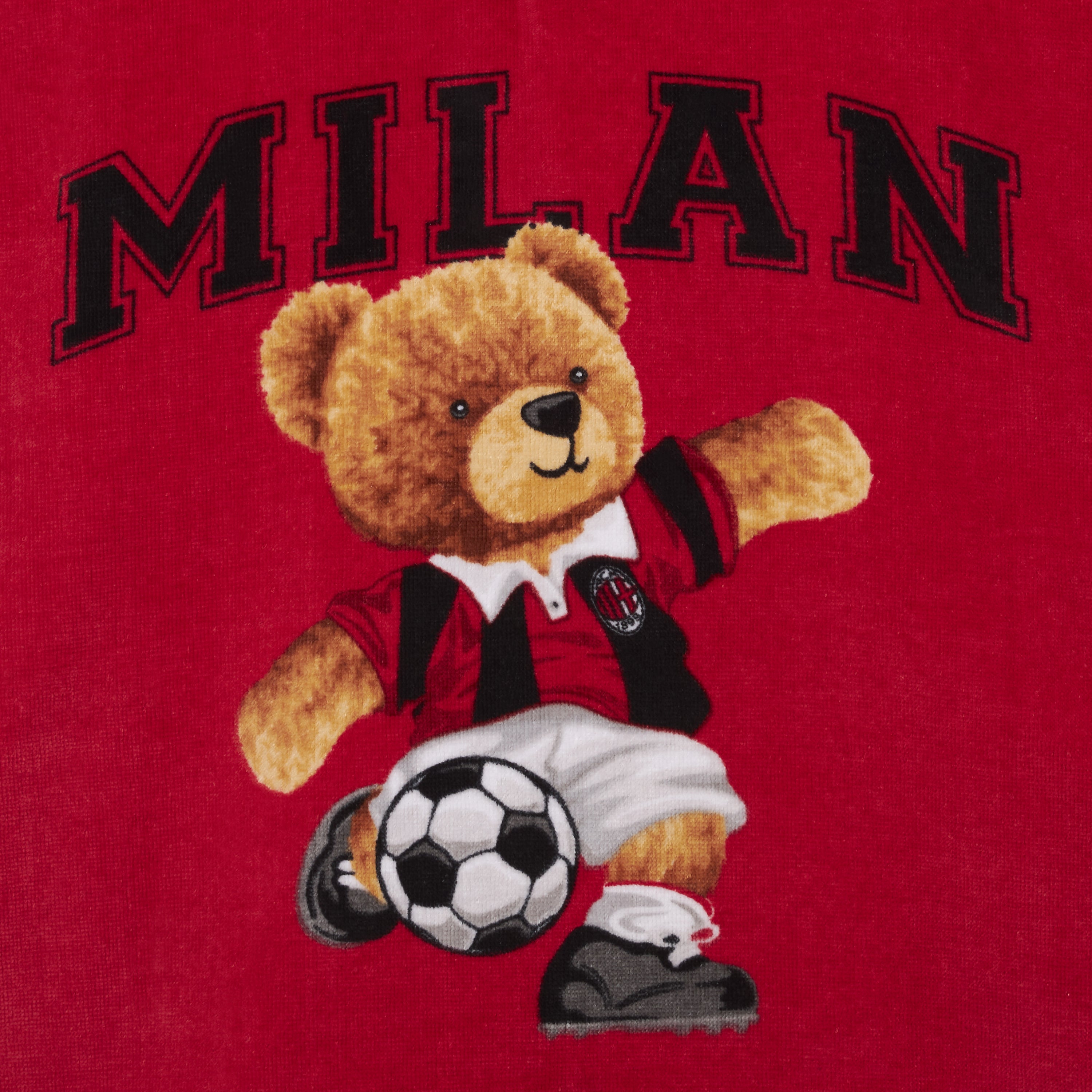 AC Milan Teddy Accappatoio Bambino Rossonero 60x120 Cotone