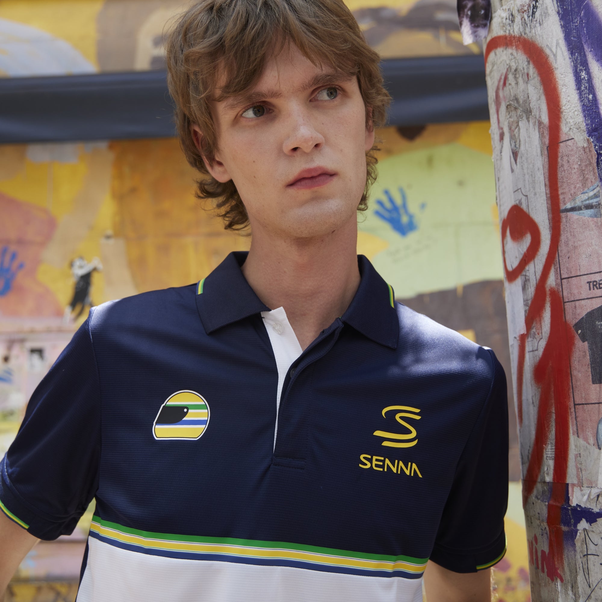 Senna Legacy Polos Stripe Polo uomo navy traspirante