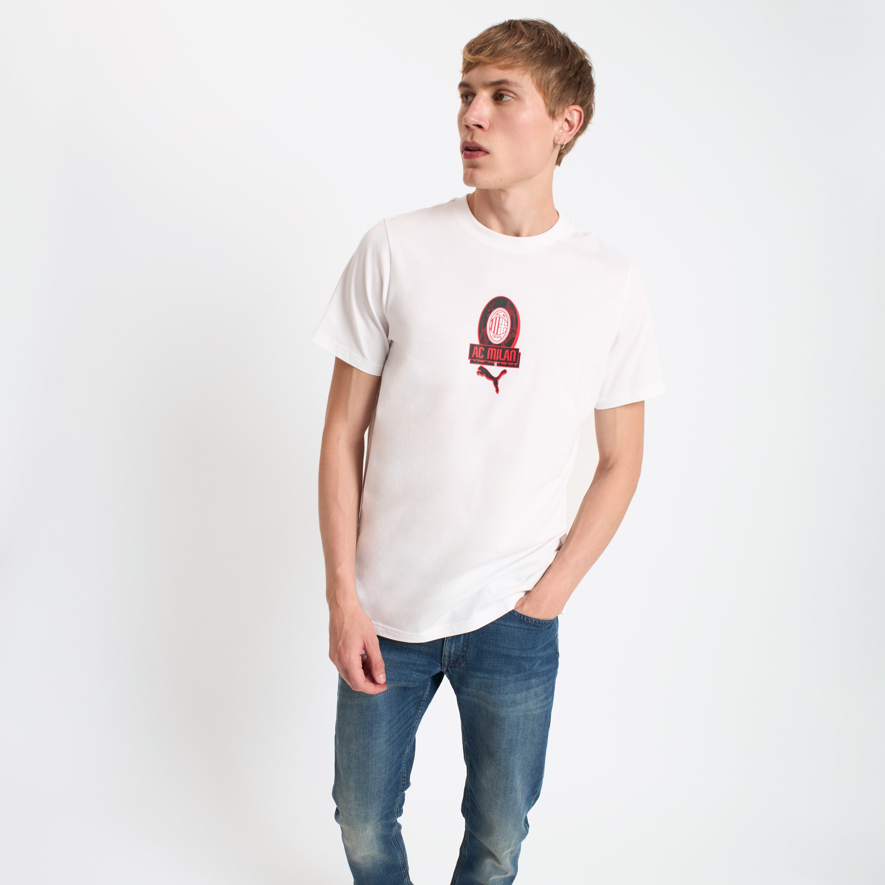 AC Milan Culture t-shirt bianca uomo grafica centrale XS-XXL