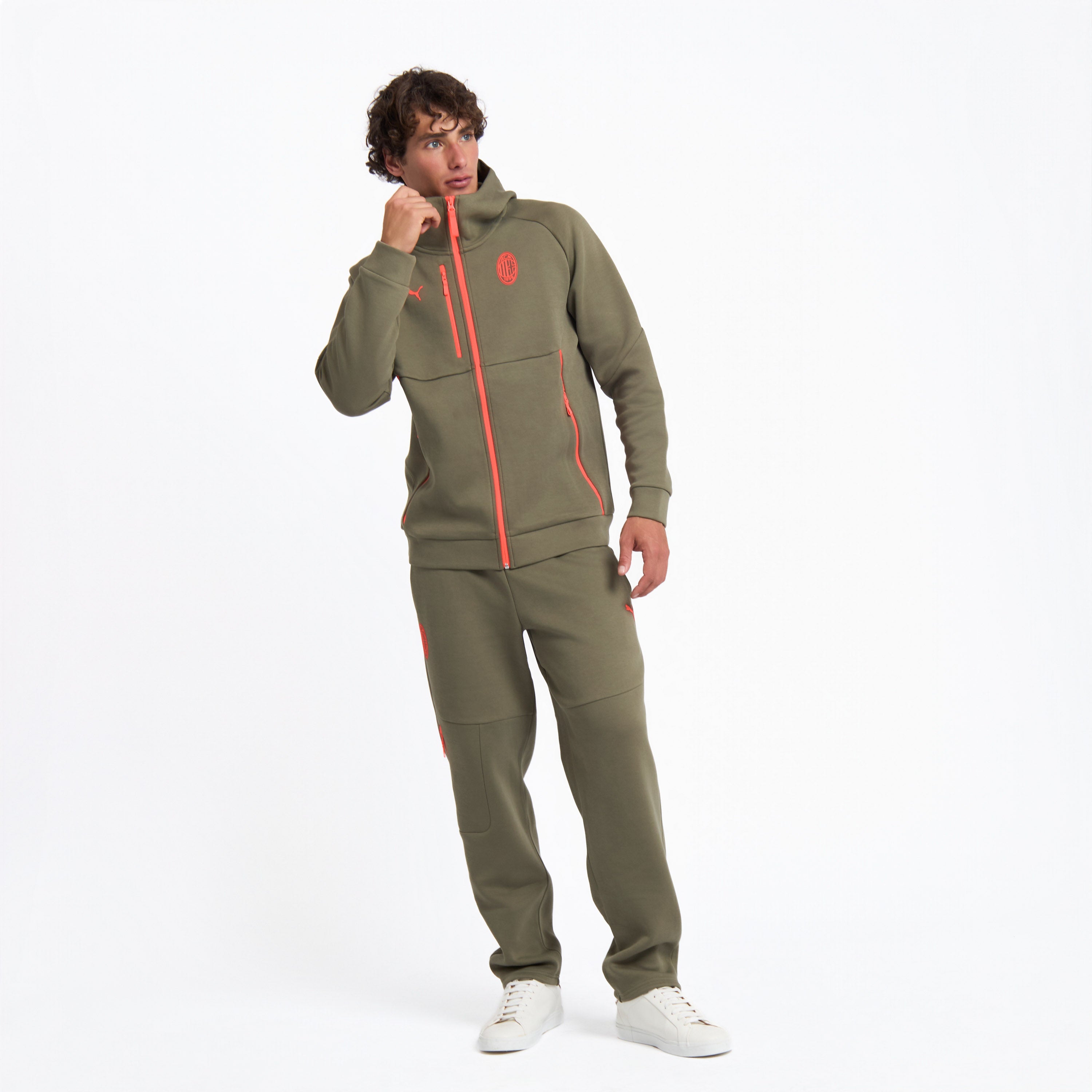 AC Milan Pumatech Giacca Verde Zip Cappuccio Uomo